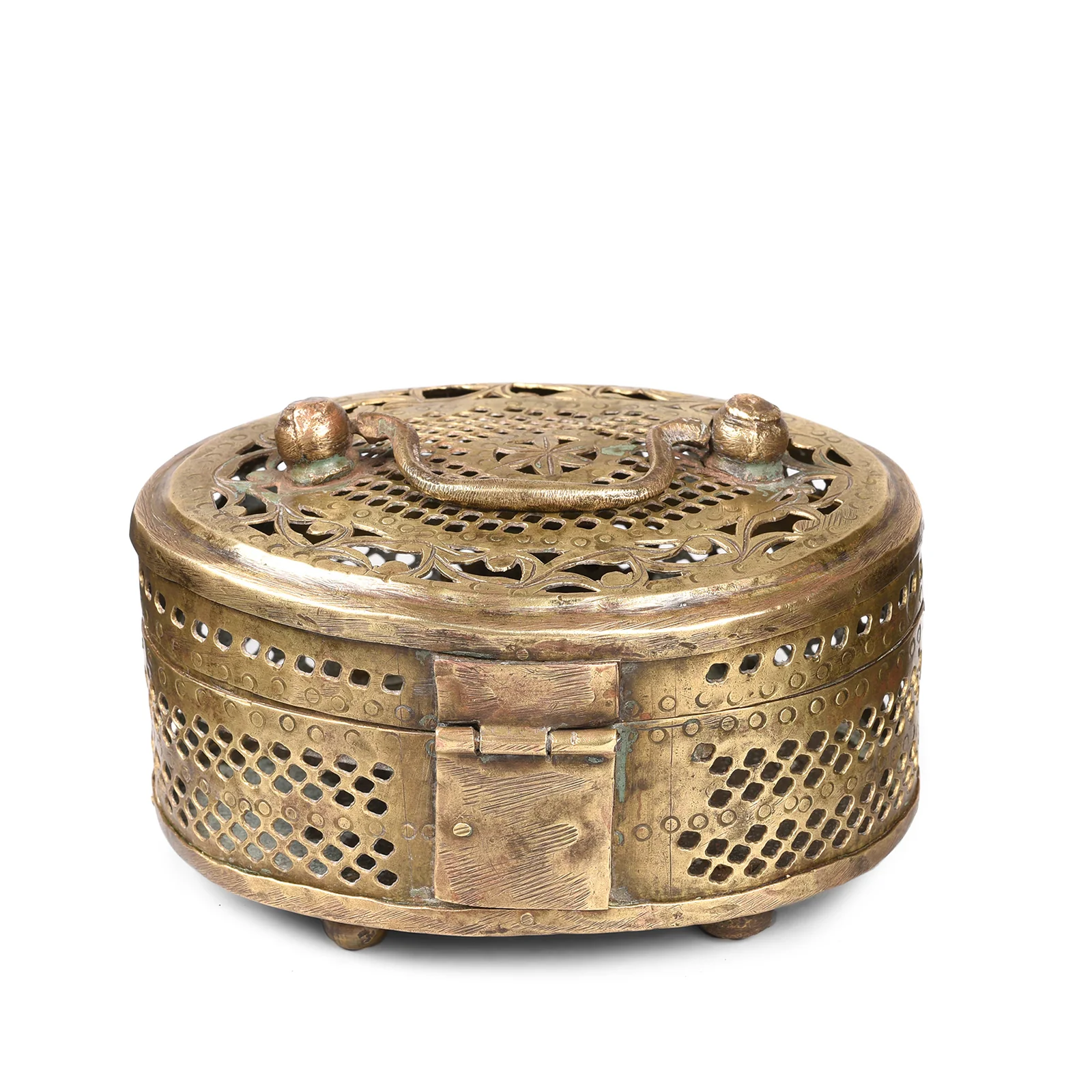 Brass Jali Work Paan Box From India - Early 20th Century - Image 6