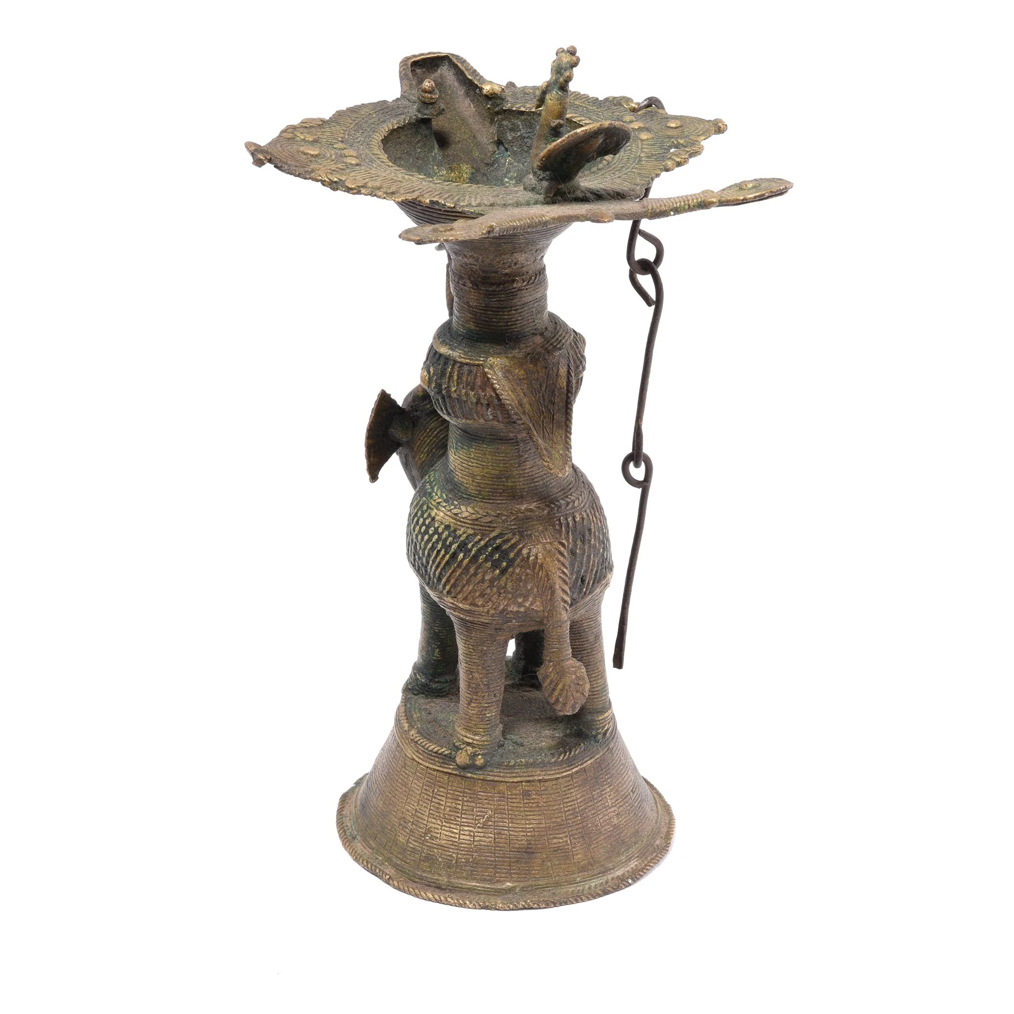 Brass Dhokra Work Elephant Oil Lamp From Chhattisgarh - Ca 1910 - Image 3