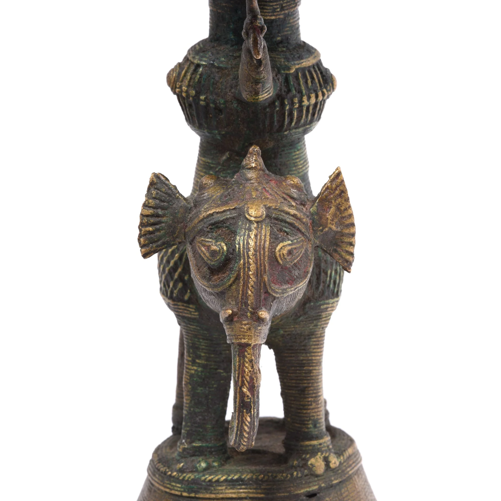 Brass Dhokra Work Elephant Oil Lamp From Chhattisgarh - Ca 1910 - Image 5