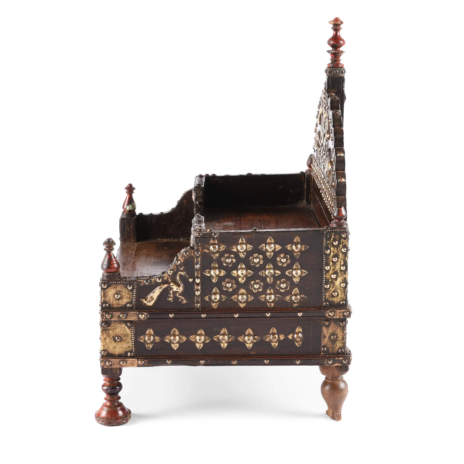 Brass & Rosewood Singhasan From Rann of Kutch - 19th Century - Image 4