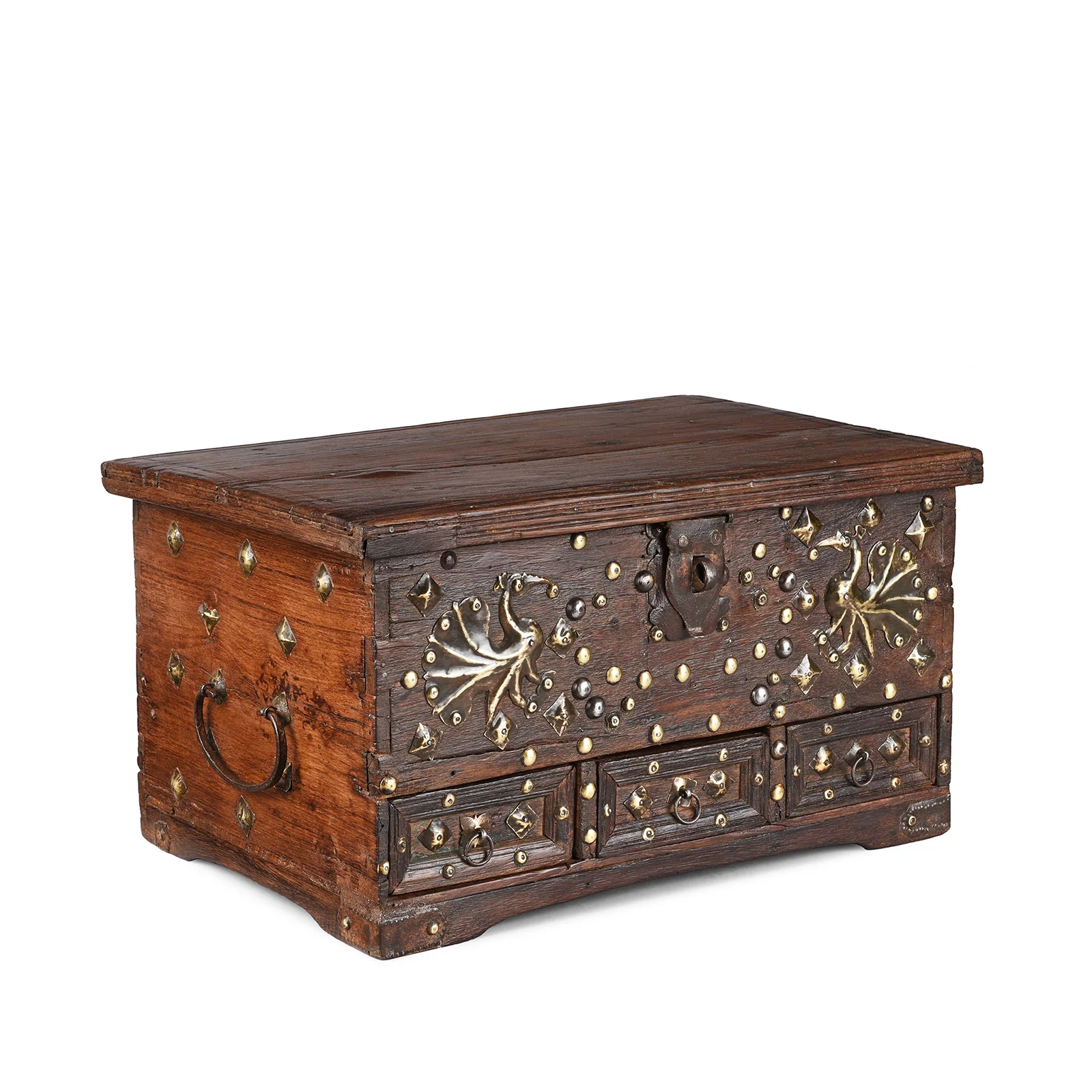 Brass Studded Rosewood Peacock Box From Saurashtra - 19th Century - Image 3