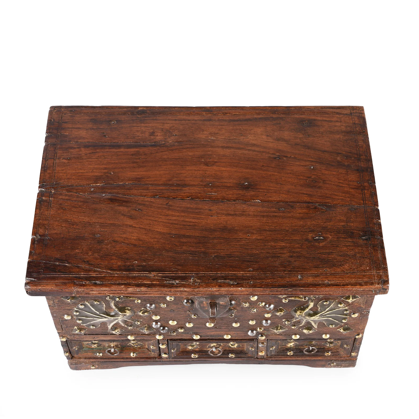 Brass Studded Rosewood Peacock Box From Saurashtra - 19th Century - Image 7