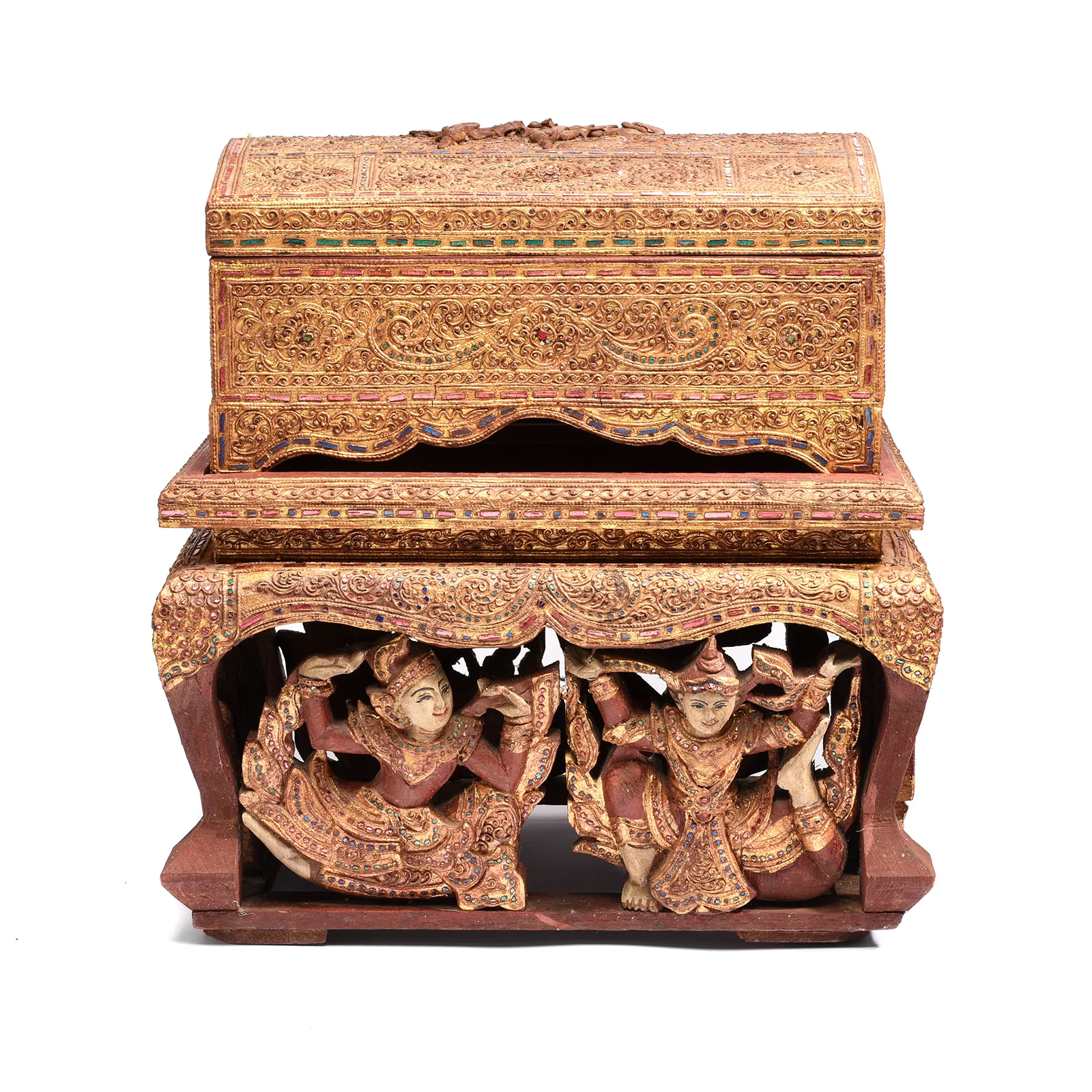 Gilt Wooden Burmese Manuscript Box - Mid 20th Century - Image 2