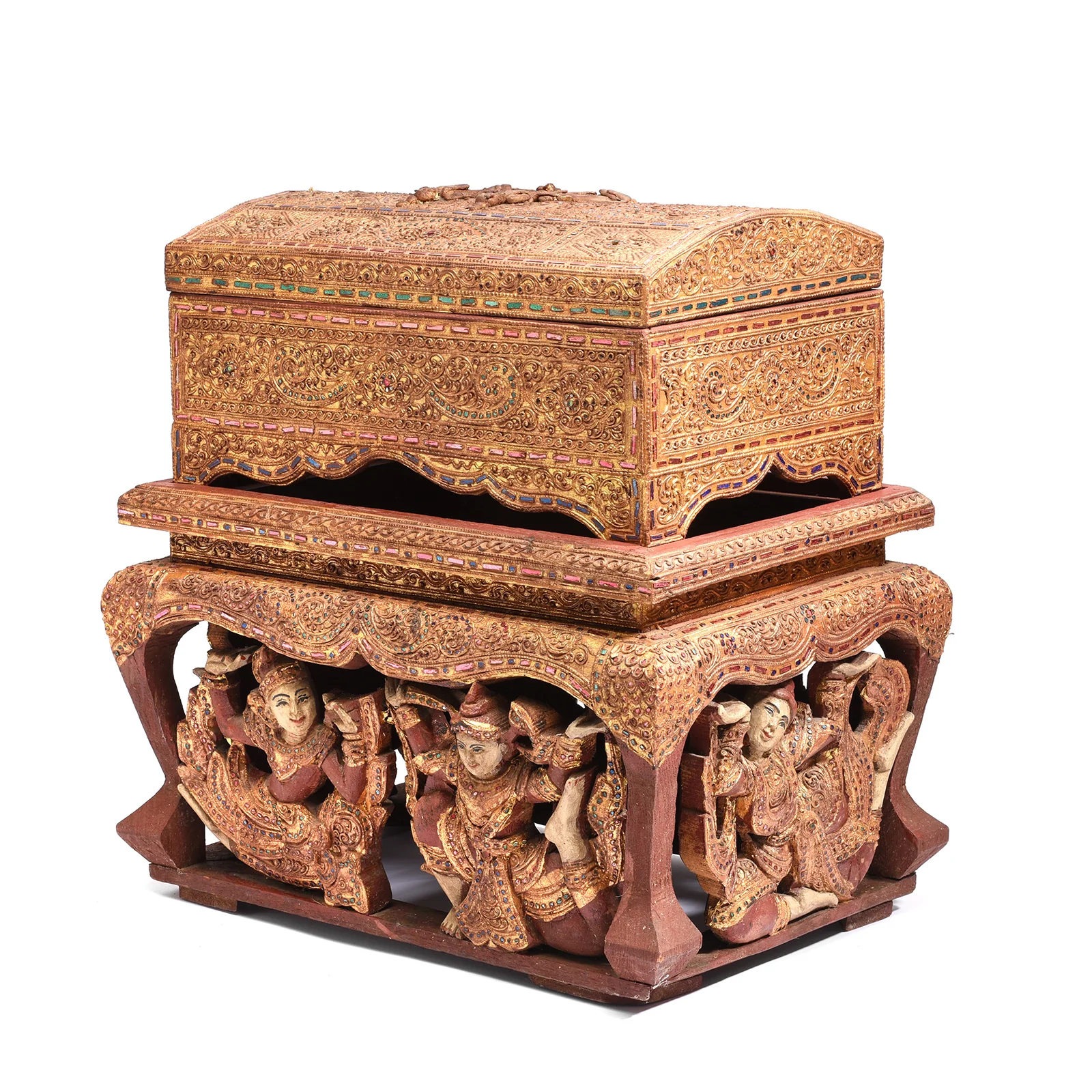 Gilt Wooden Burmese Manuscript Box - Mid 20th Century - Image 3