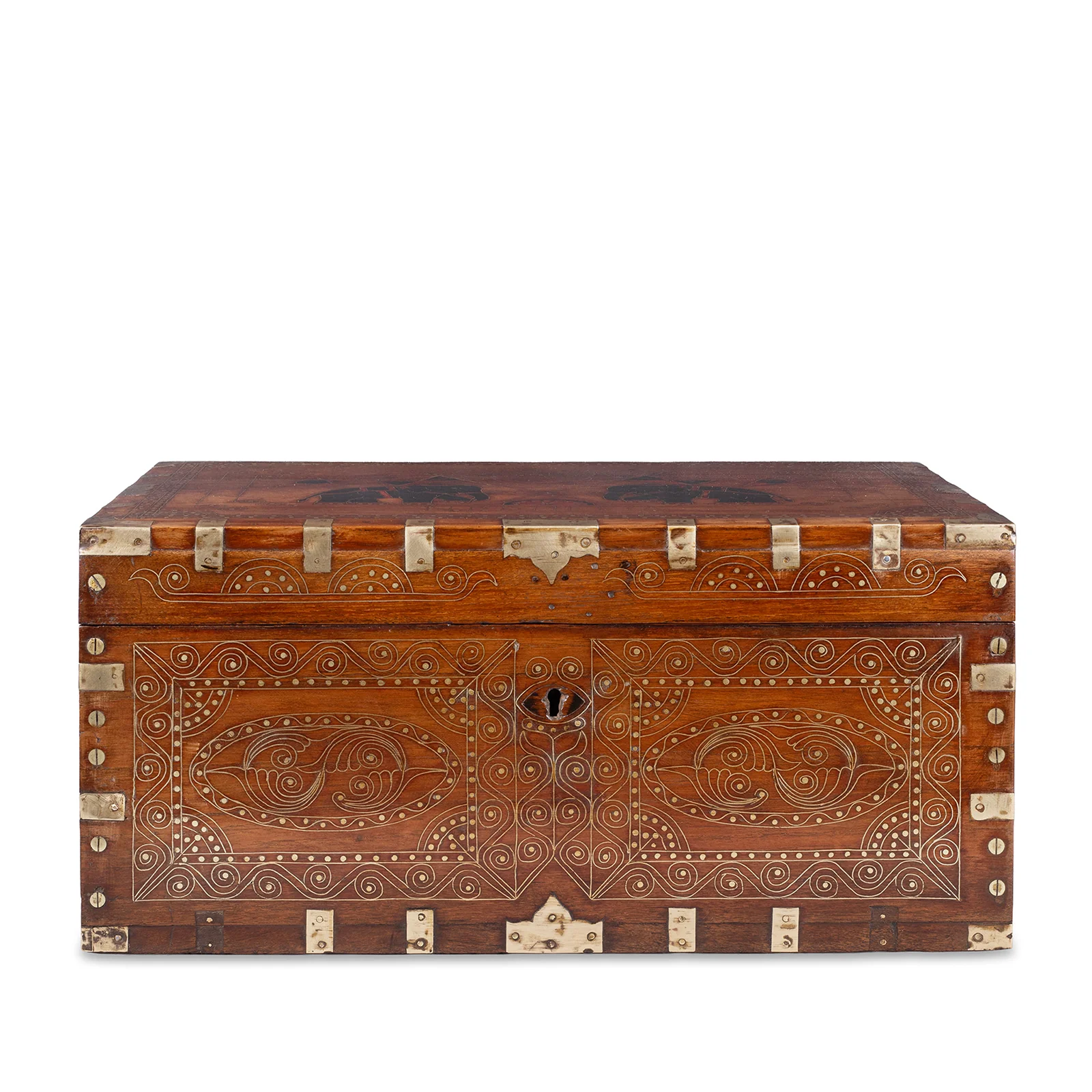 Brass Bound Mandalay Dowry Box From Burma - 1900