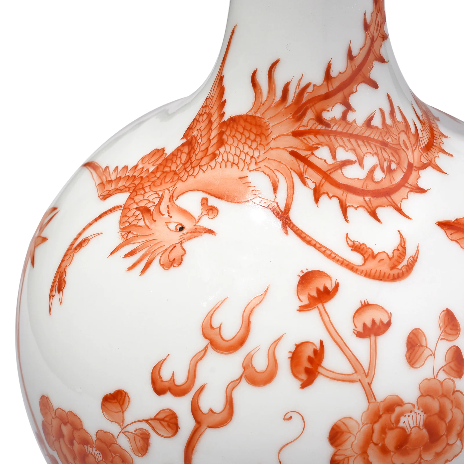 Burnt Orange Porcelain Danping Vase - Phoenix & Quilin - Image 3