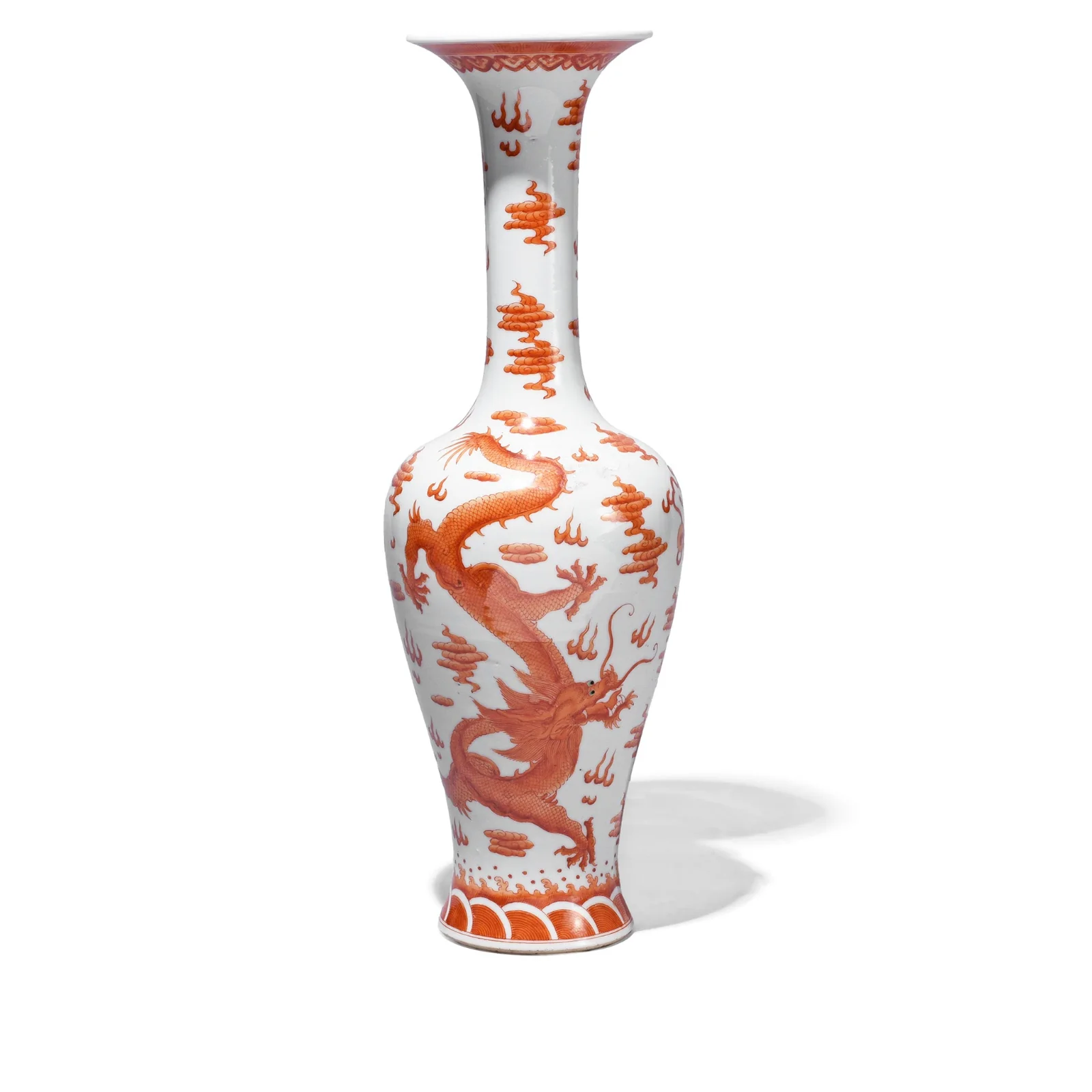 Burnt Orange Porcelain Fengweizen Vase - Dragons - Image 3