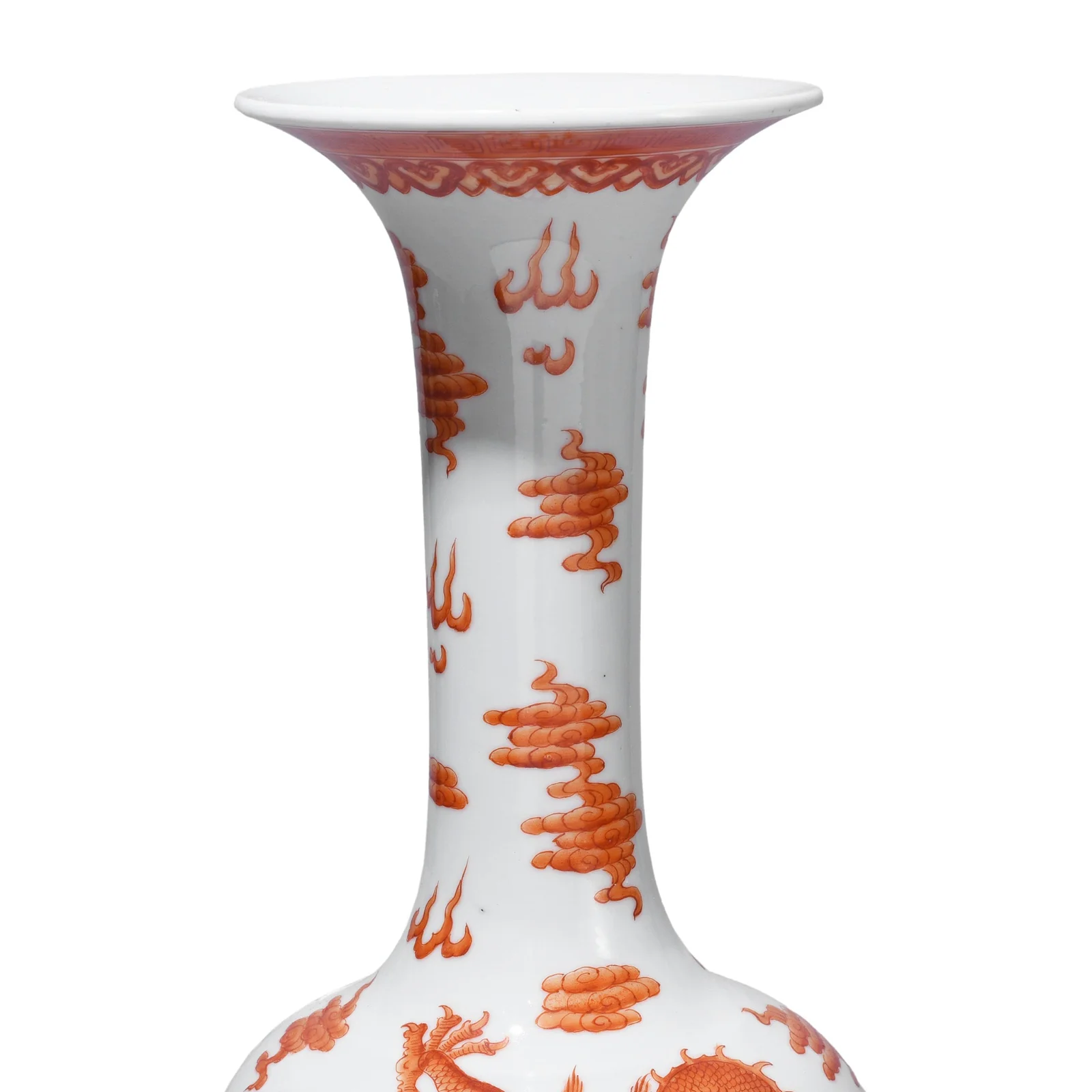 Burnt Orange Porcelain Fengweizen Vase - Dragons - Image 4
