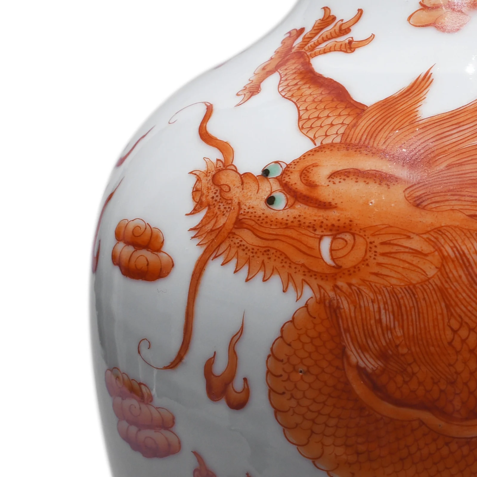 Burnt Orange Porcelain Fengweizen Vase - Dragons - Image 5