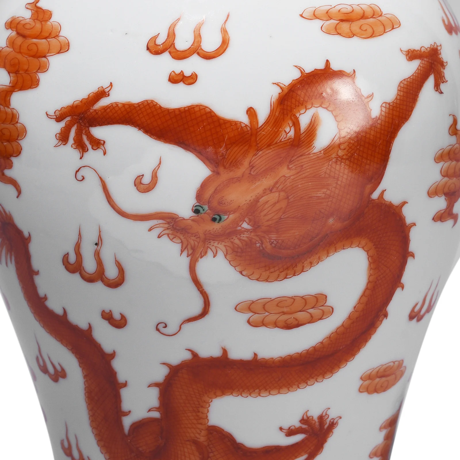 Burnt Orange Porcelain Fengweizen Vase - Dragons - Image 4