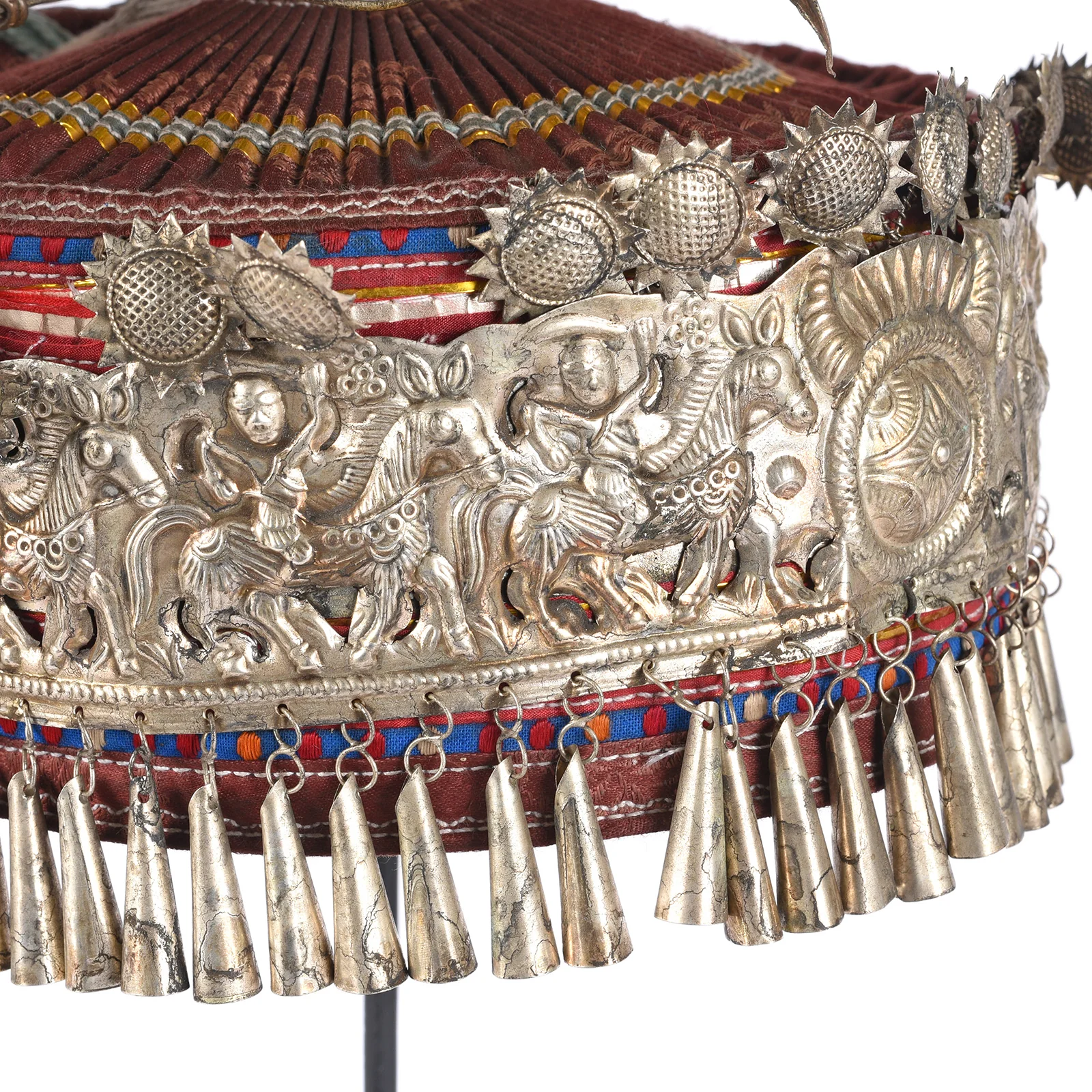 Decorative Miao Tribal Hat From Guizhou On Stand - Image 5