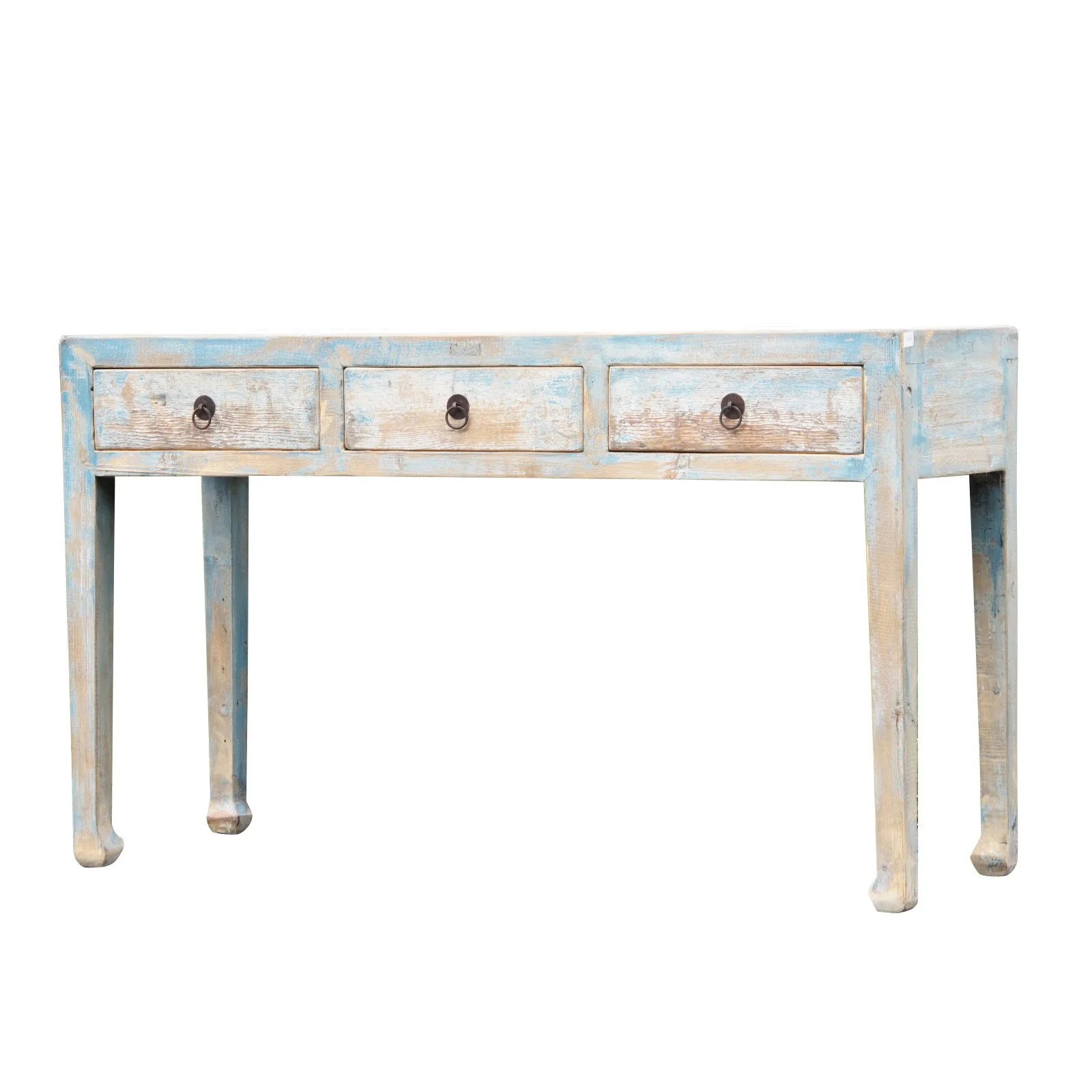 3 Drawer Altar Table Old Blue Painted Pine