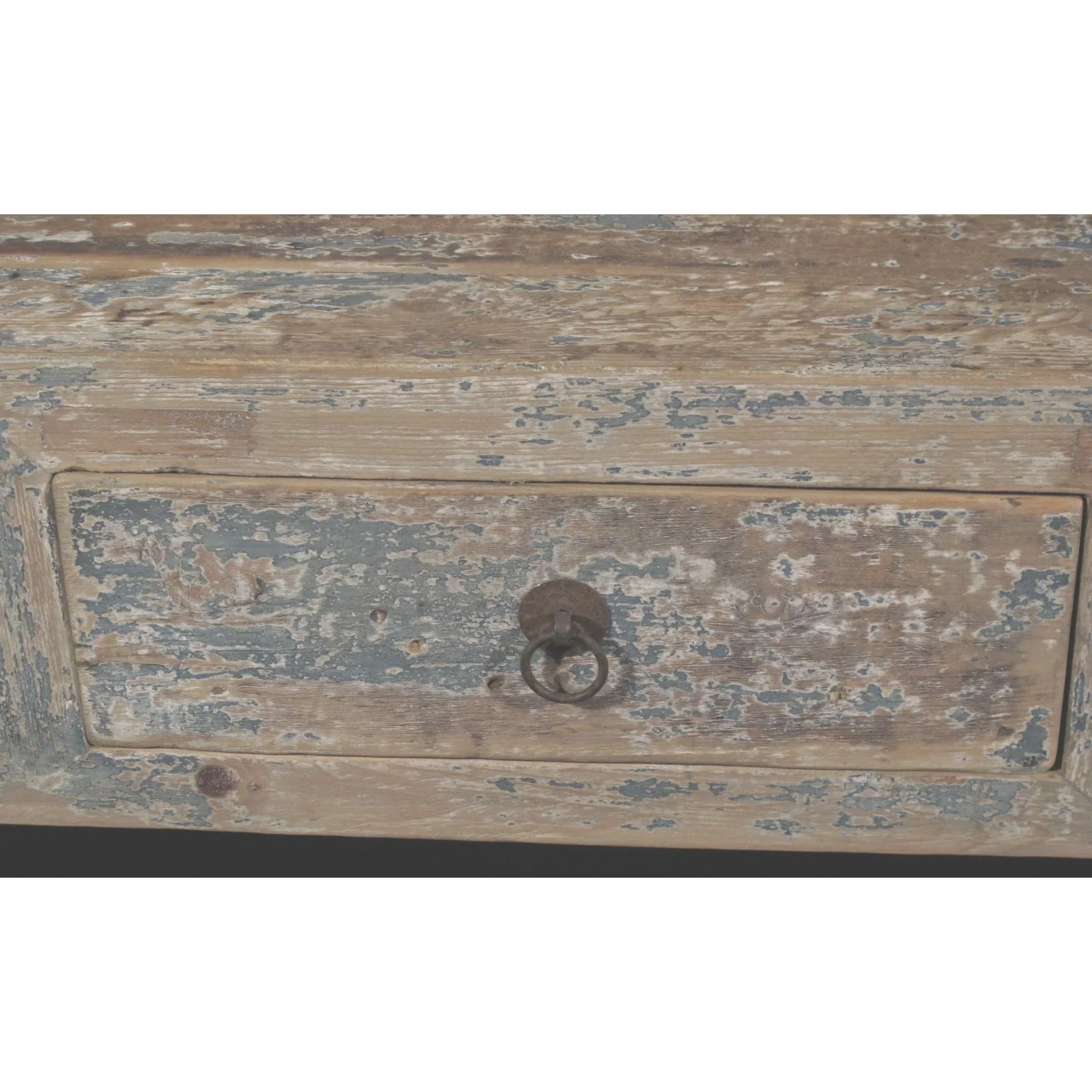 3 Drawer Altar Table Old Blue Painted Pine - Image 4