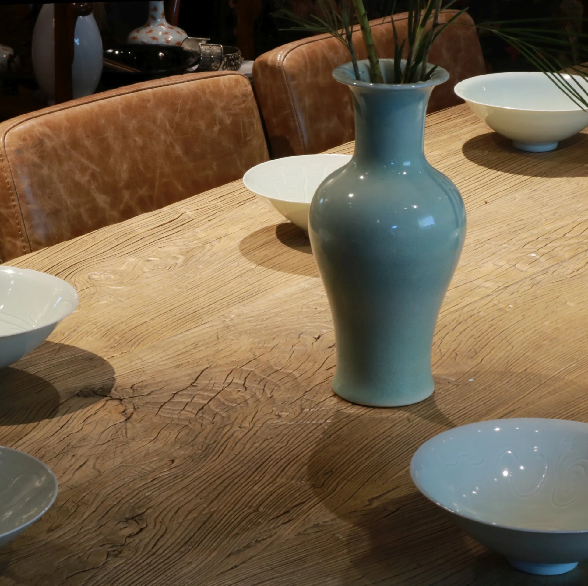 8 - 10 Seater Dining Table Made From Old Elm Door - Image 5