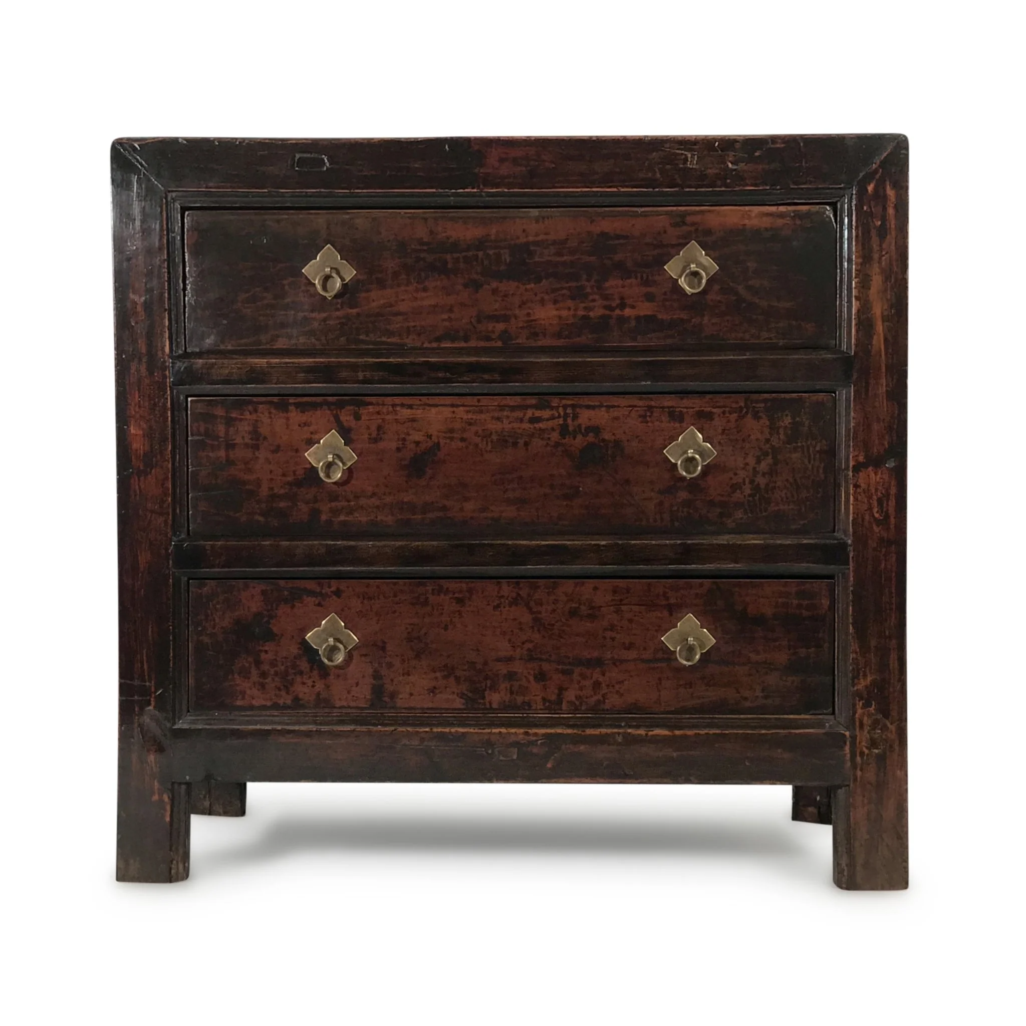 Walnut 3 Drawer Chest Of Drawers from Gansu - 19thC