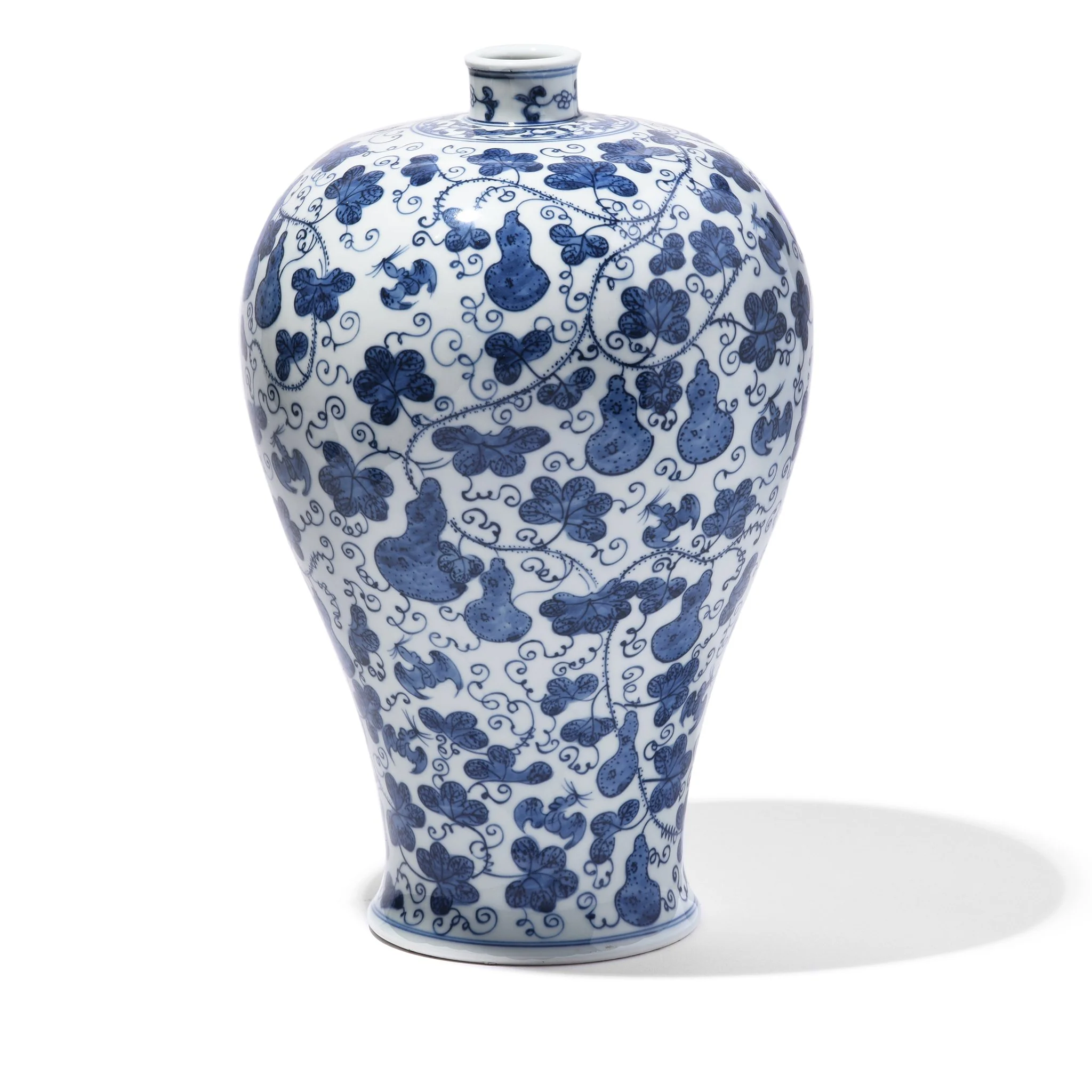 Porcelain Meiping Vase - Blue & White With Gourd Design