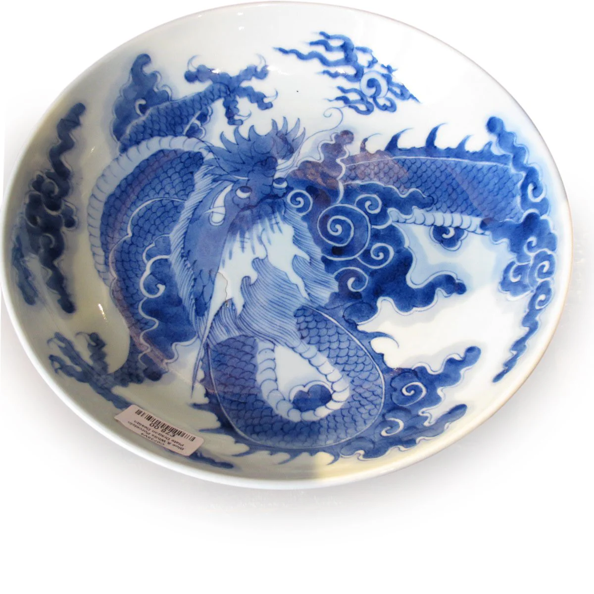 Blue & White Porcelain Plate - Dragon Design