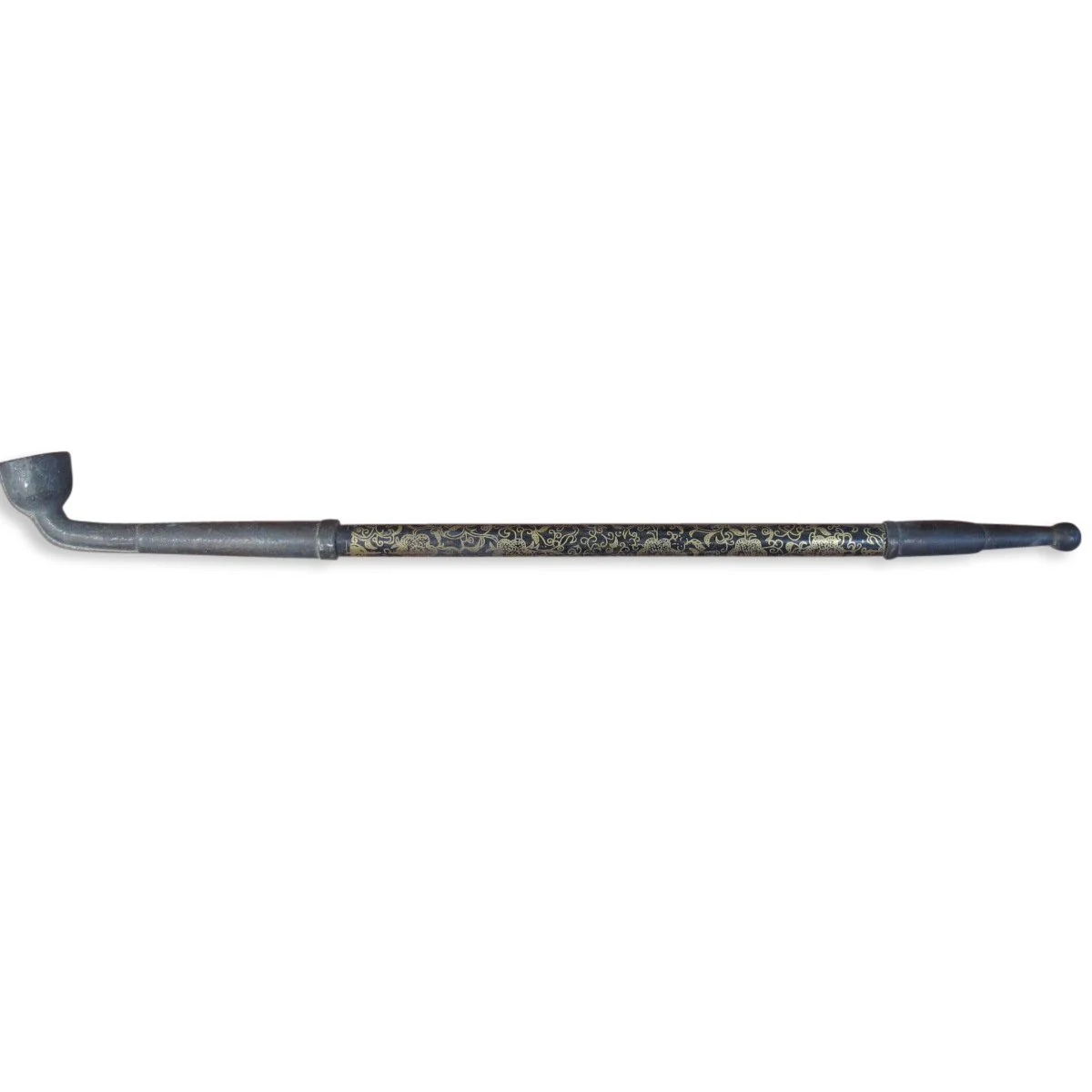 Opium Pipe With Brass & Cloisonné