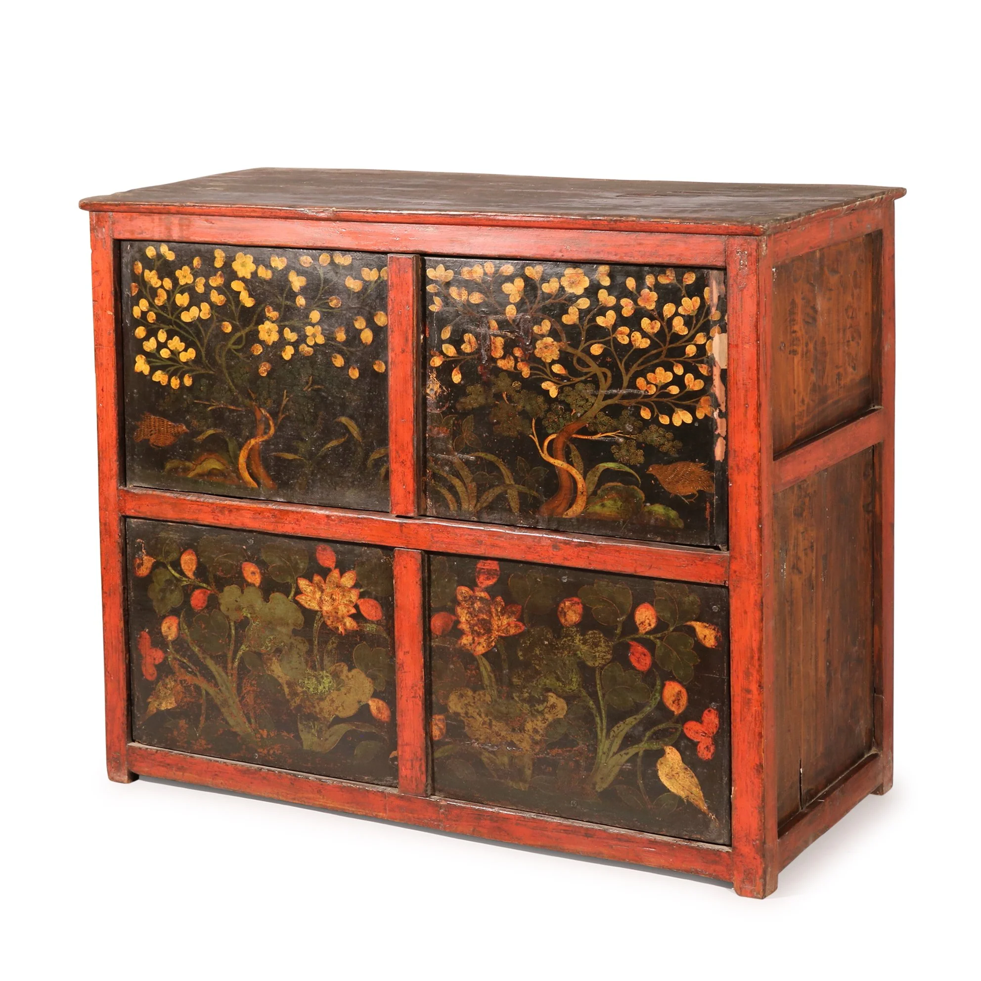 Painted Altar Cabinet From Tibet - 19thC