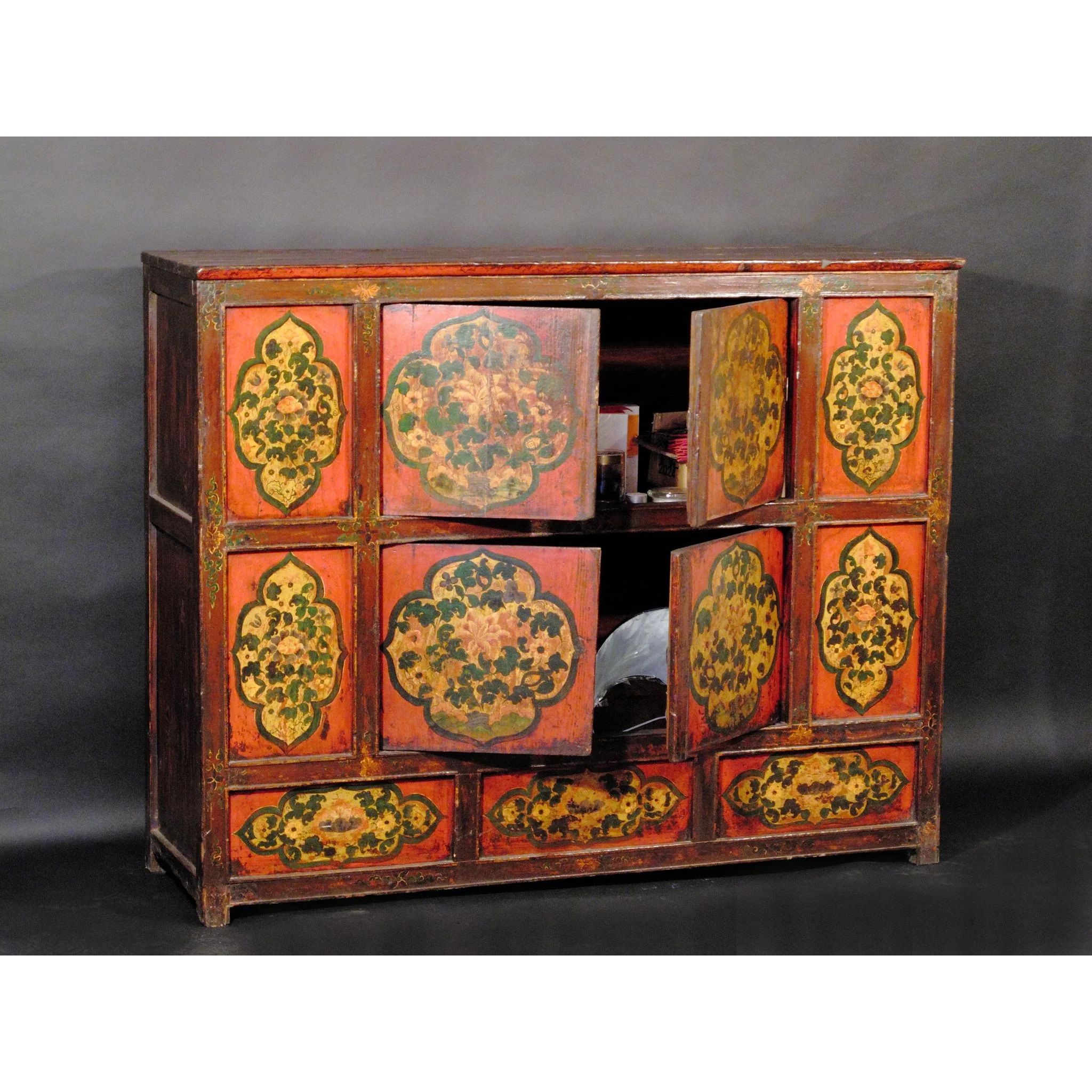 Tibetan Altar Cabinet with Original Painting - 19thC - Image 7