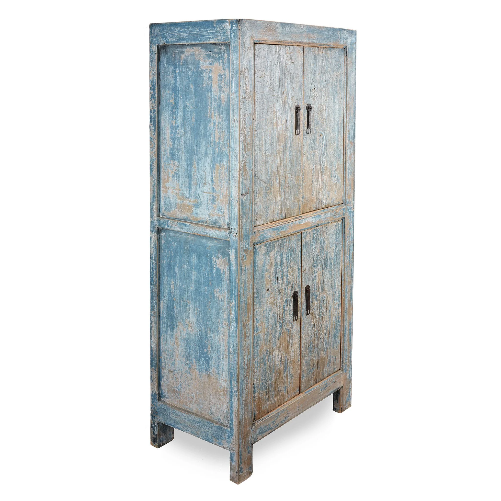 Tall Blue Cabinet Made From Old Painted Pine - Image 6
