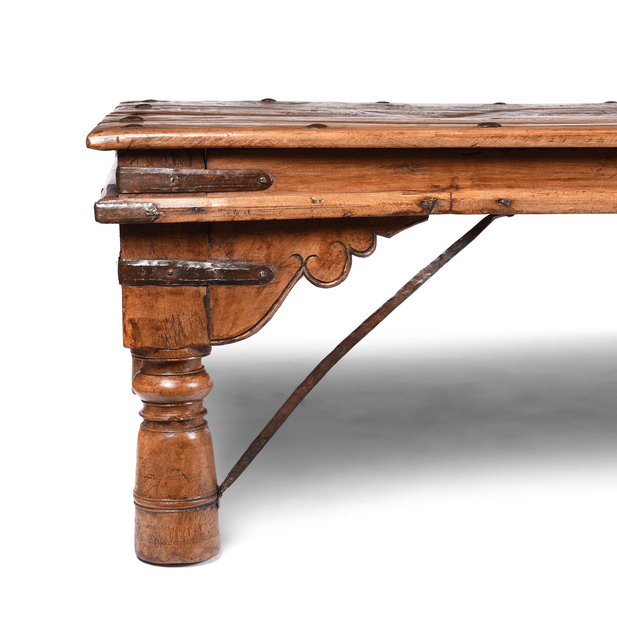 Carved Acacia Wood Takhat Table From Rajasthan - 19thC - Image 4