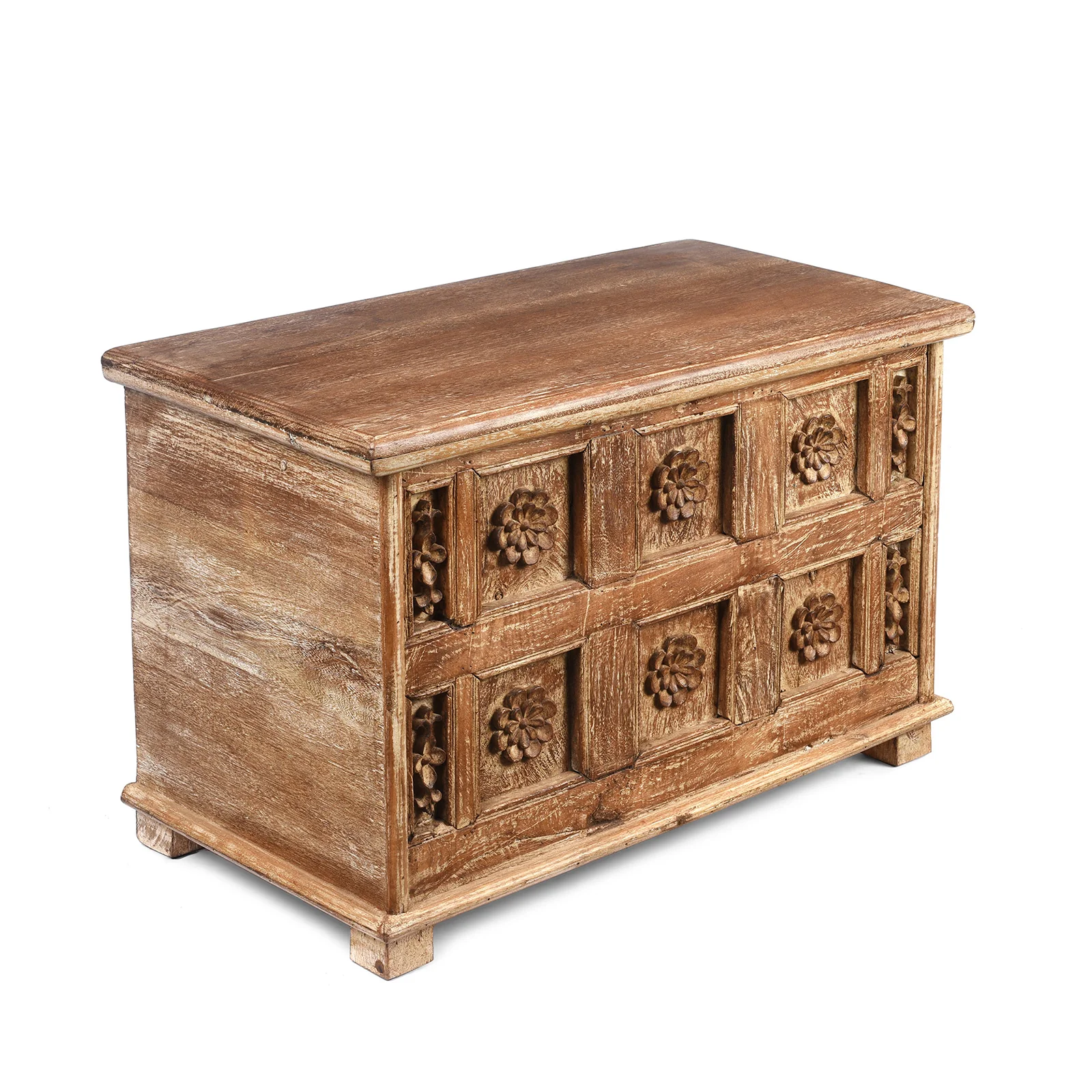 Carved Blanket Chest Made From Reclaimed Ceiling Panels - Image 4
