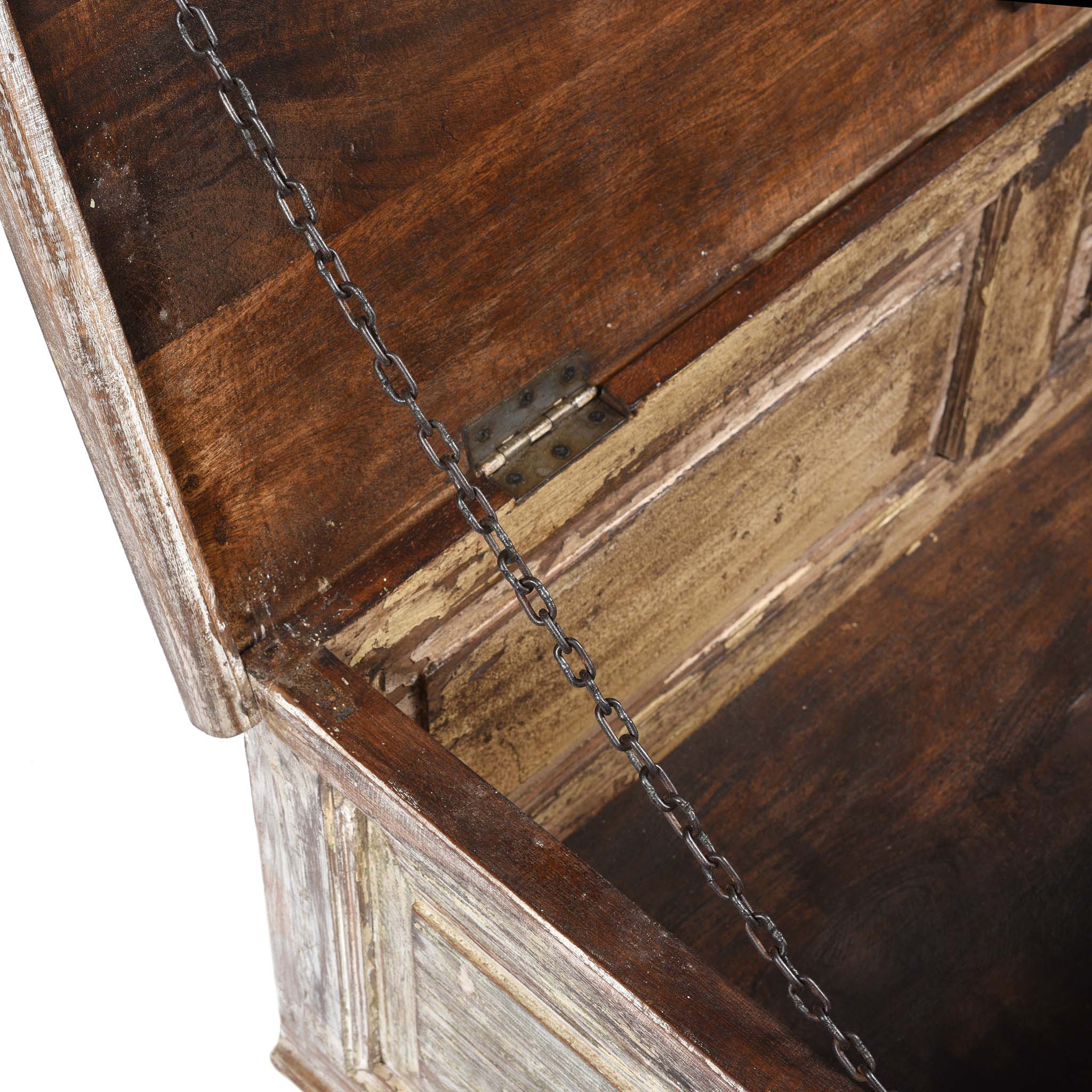 Carved Blanket Chest Made From Reclaimed Painted Teak - Image 10