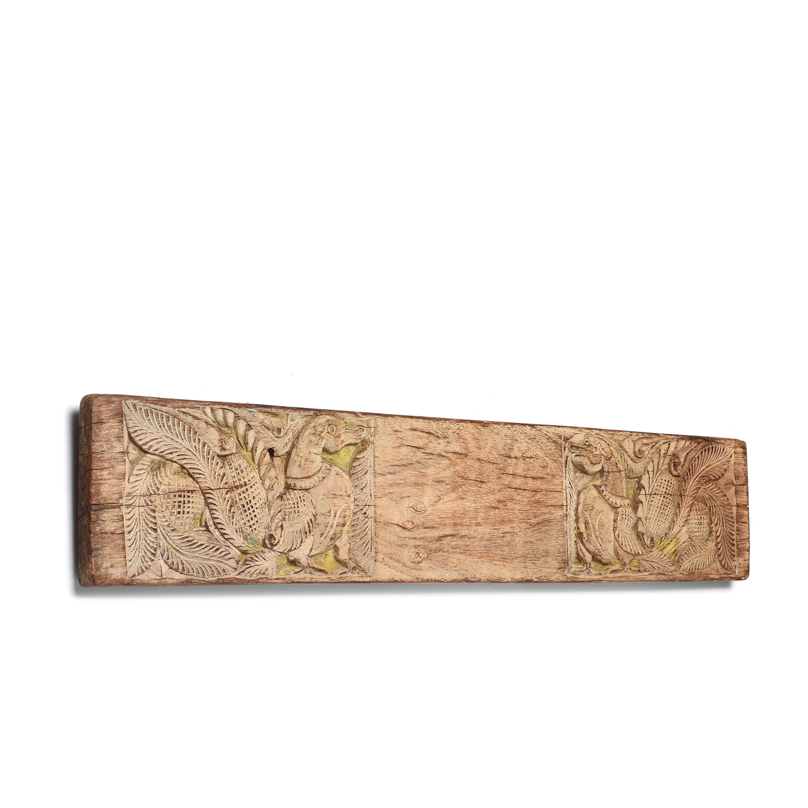 Carved Bleached Teak Peacock Lintel Panel - 19th Century - Image 3