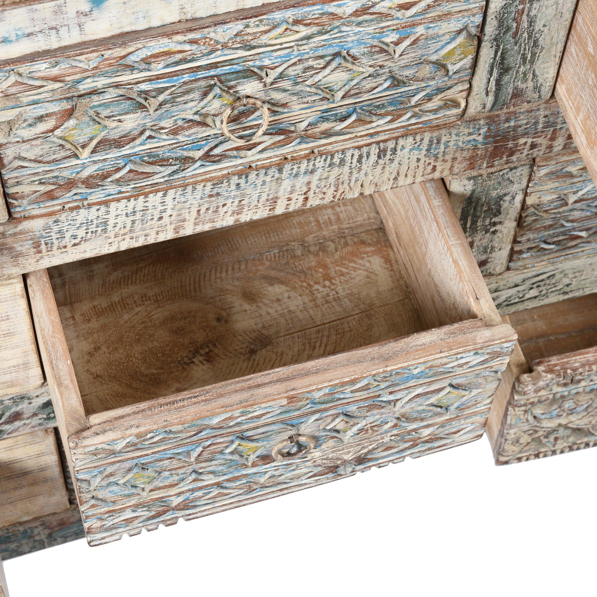 Carved Chest Of 12 Drawers Made From Reclaimed Teak - Image 5