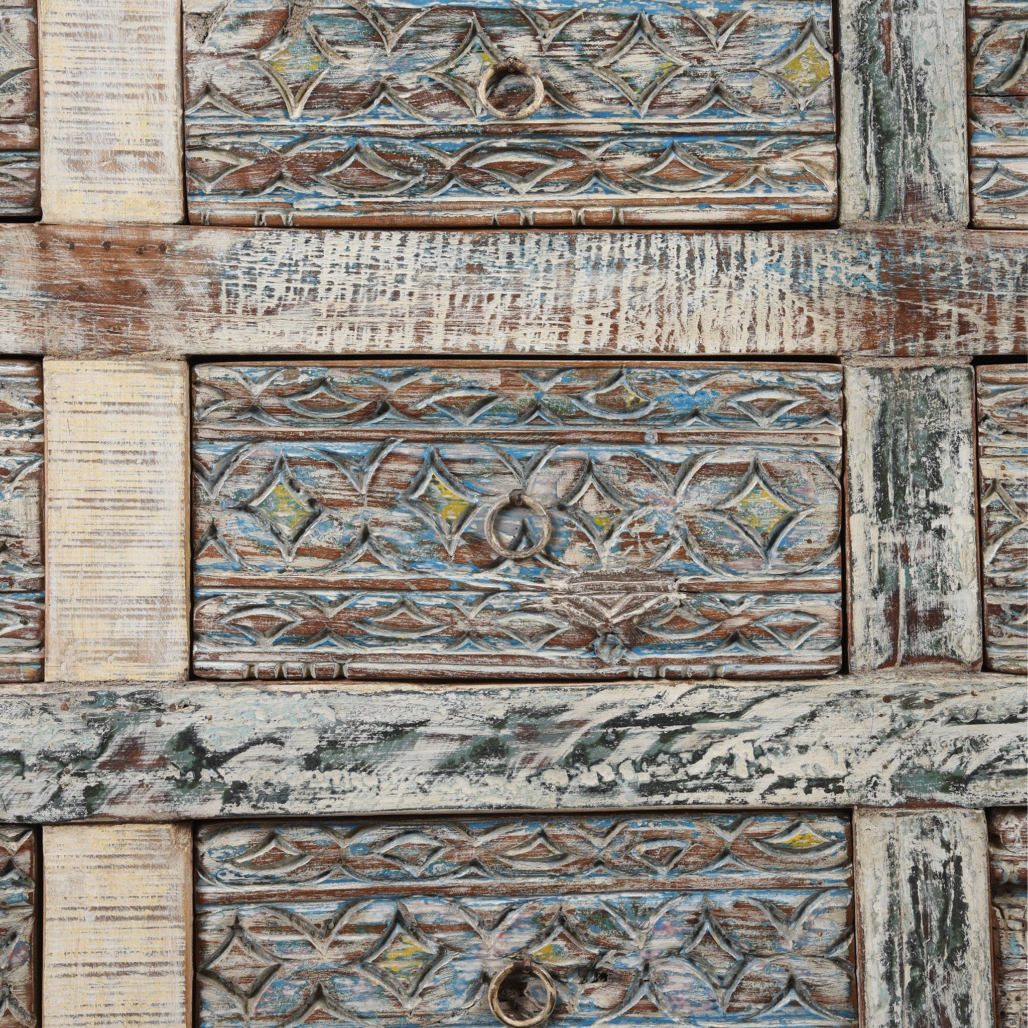 Carved Chest Of 12 Drawers Made From Reclaimed Teak - Image 6