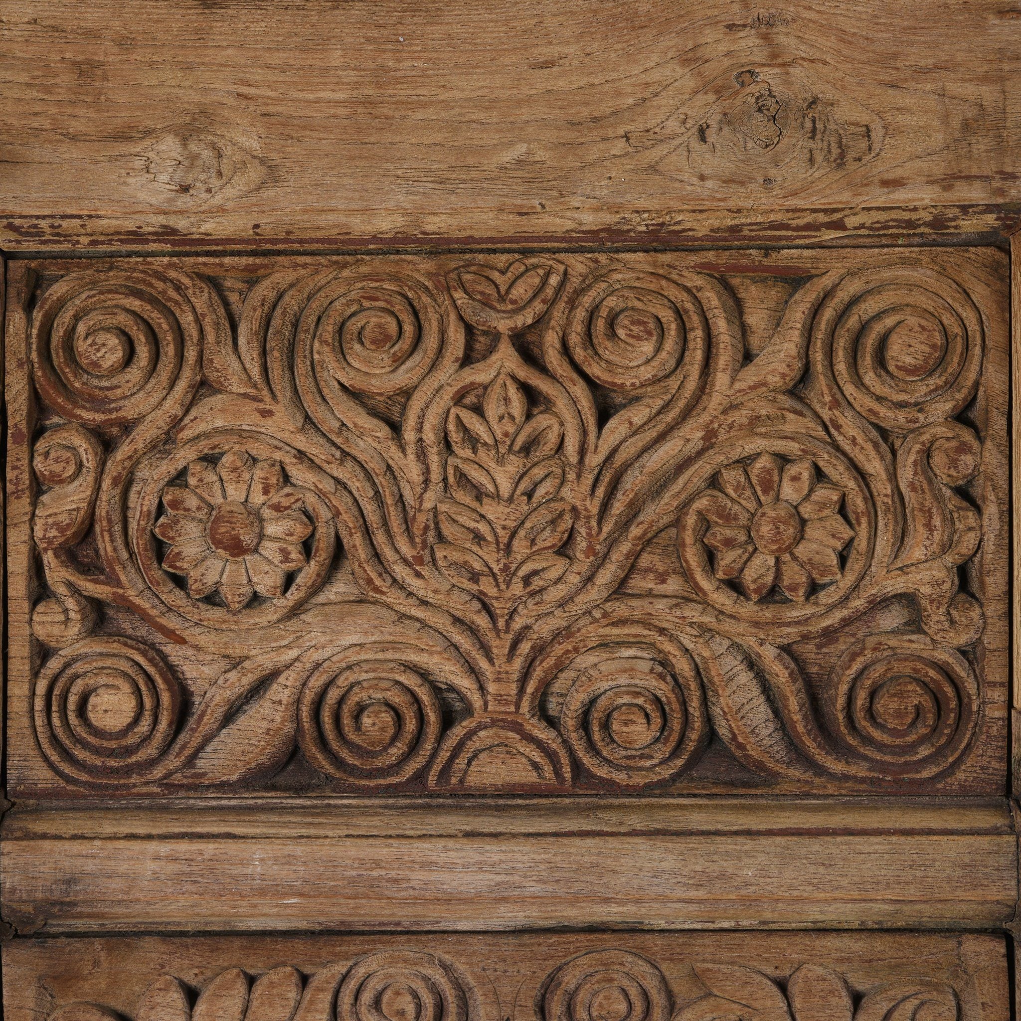 Carved Double Mirror Made From An Old Teak Window - 19th Century - Image 3