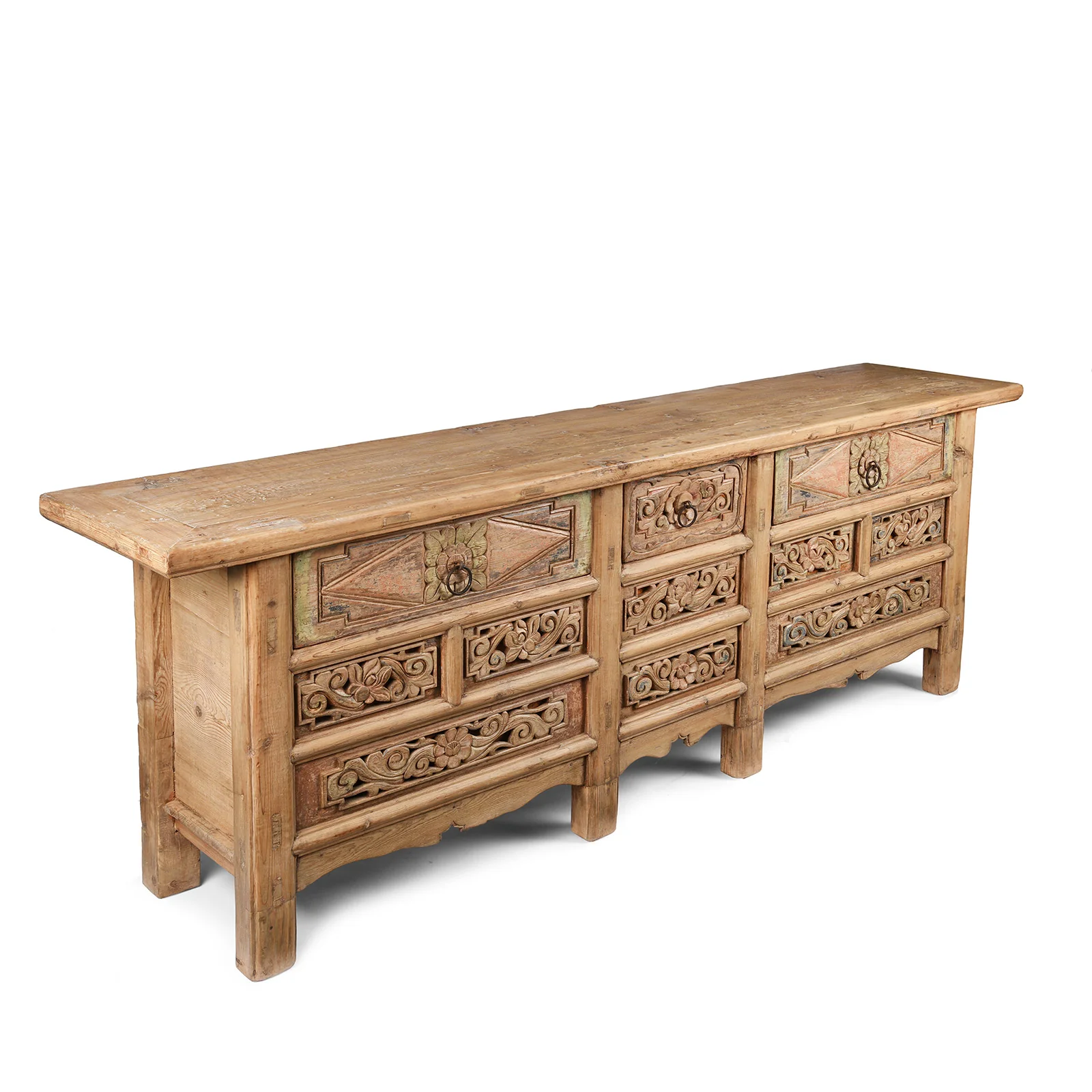 Carved Elm Coffer Sideboard From Shanxi Province - 19th Century - Image 4