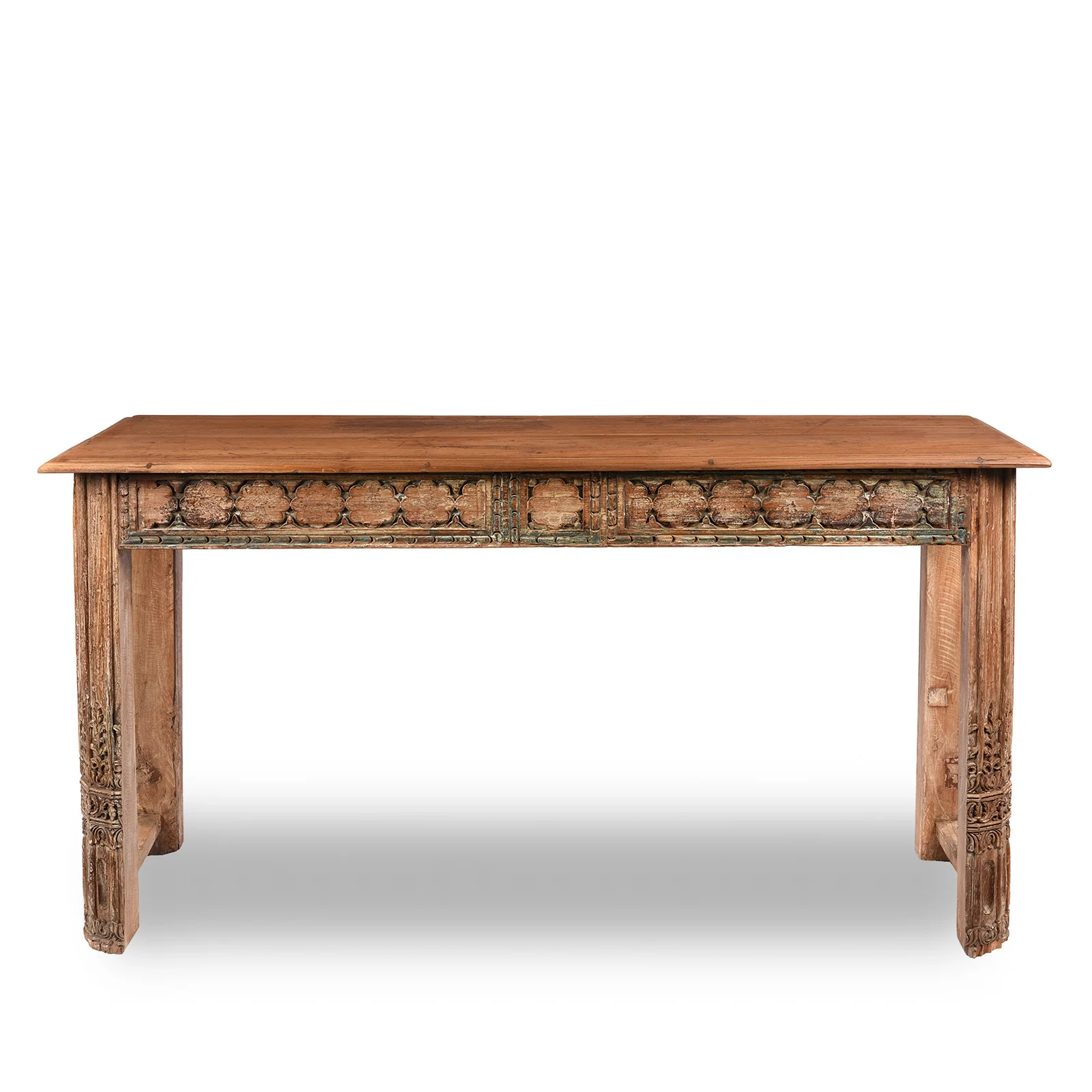 Carved Console Table Made From Reclaimed Teak