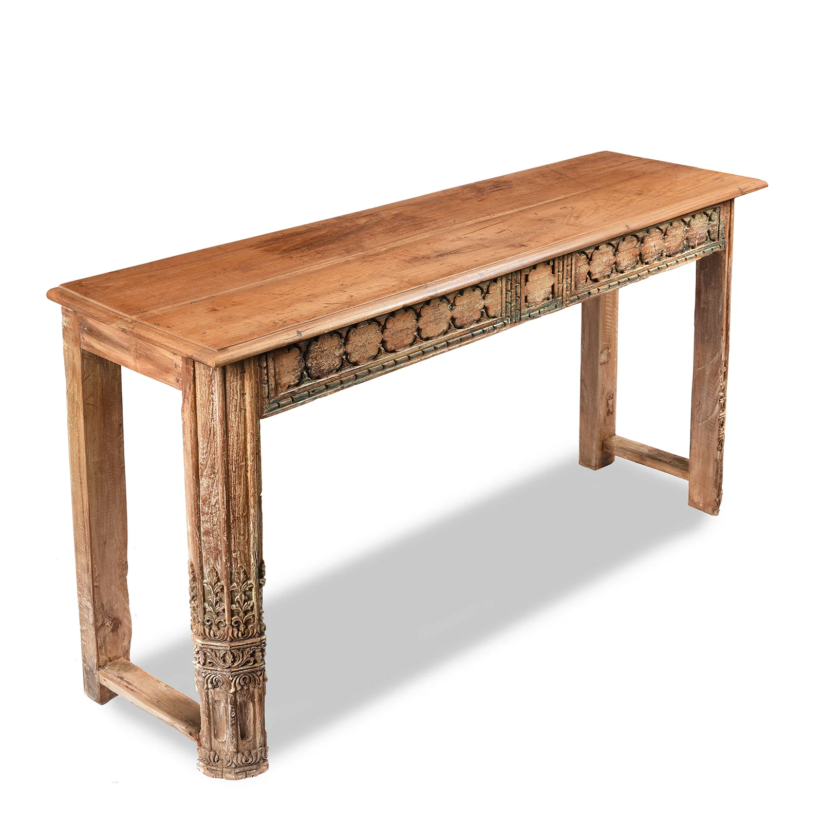 Carved Console Table Made From Reclaimed Teak - Image 3