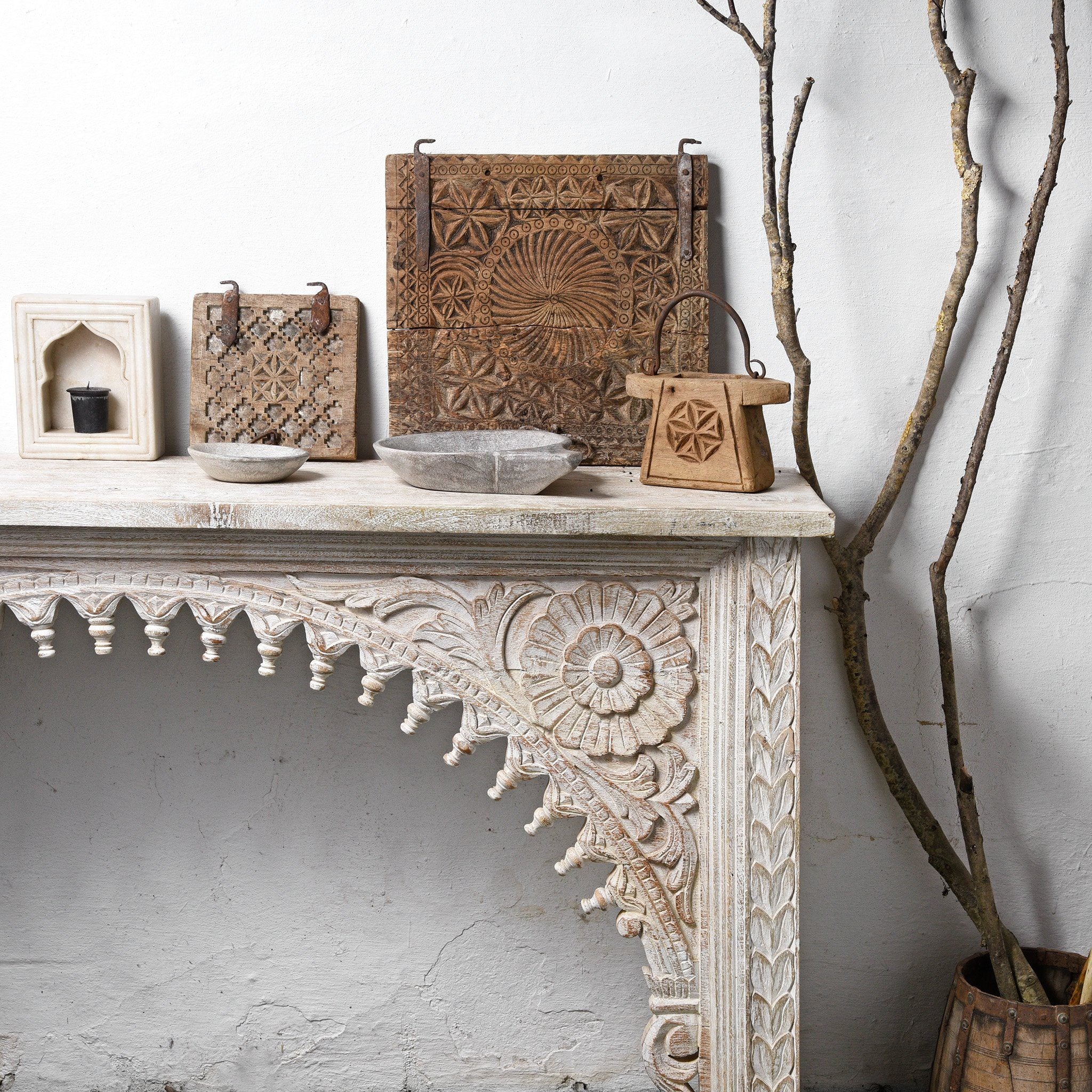 Carved Indian Mango Console Table - Image 2