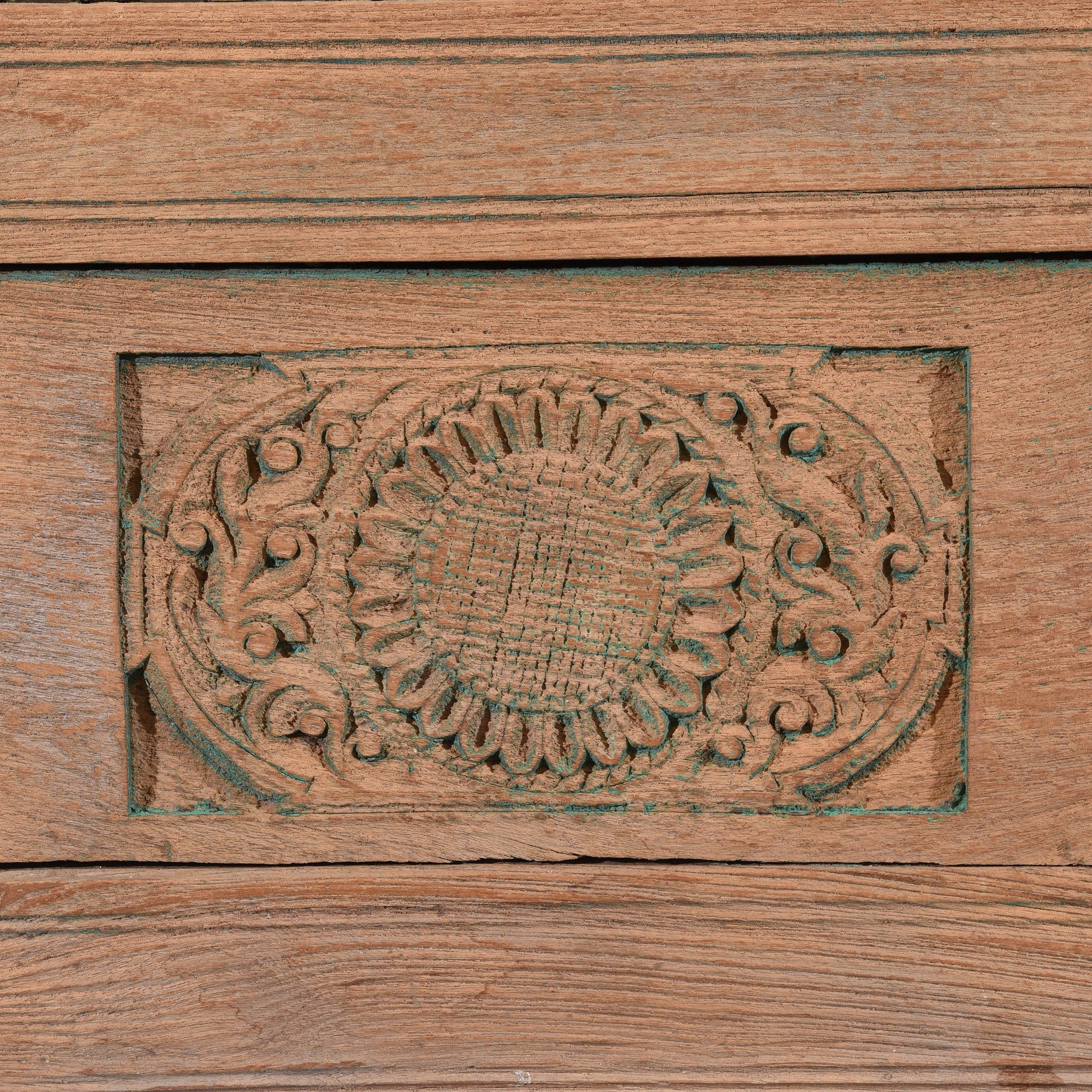 Carved Double Mirror Made From An Old Teak Window - 19thC - Image 3