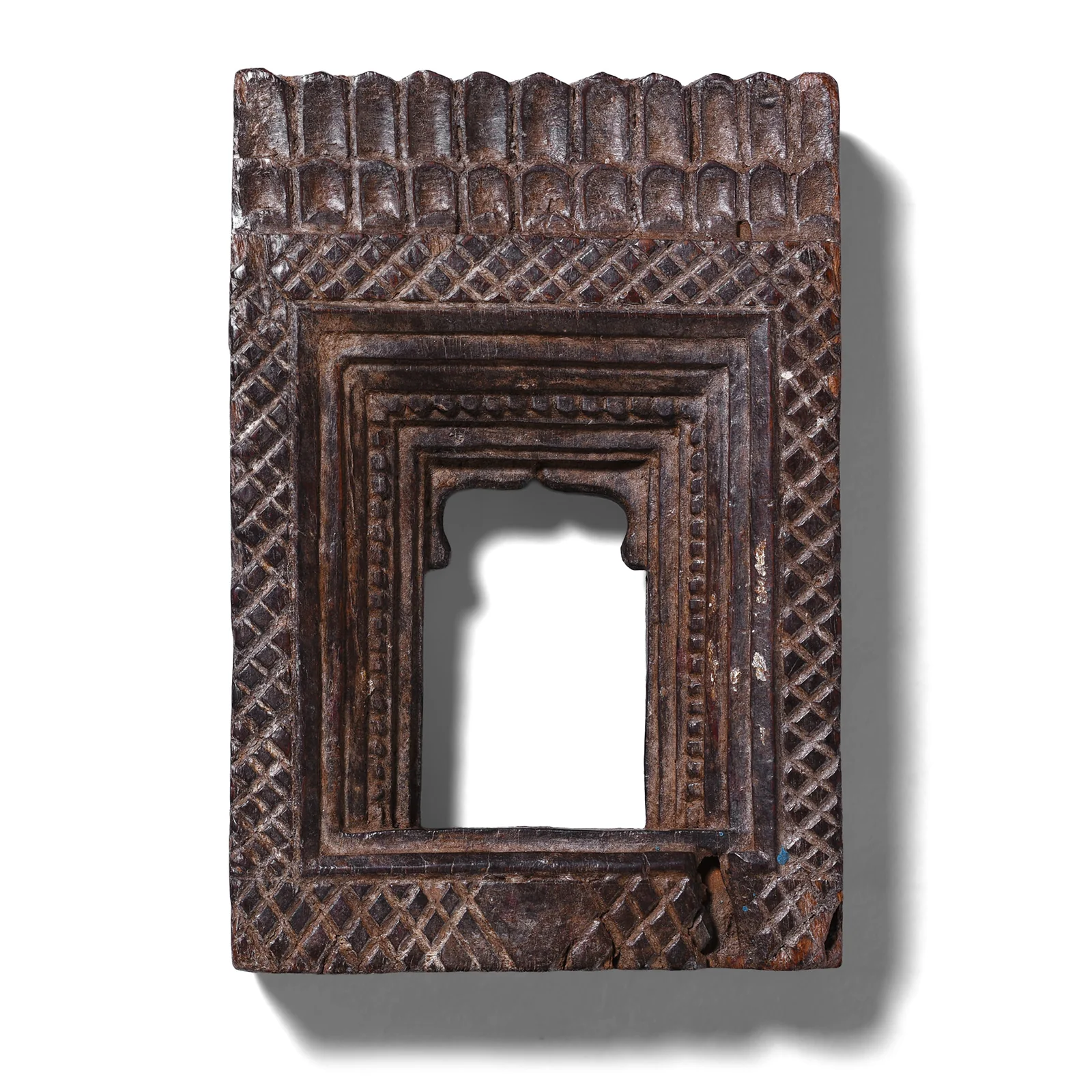 Carved Teak Votive Panel From Andrah Pradesh - 19th Century