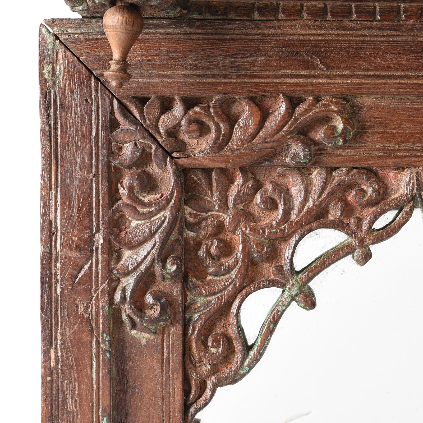 Carved Indian Window Mirror From Kutch - 19thC (46 x 63cm) - Image 4