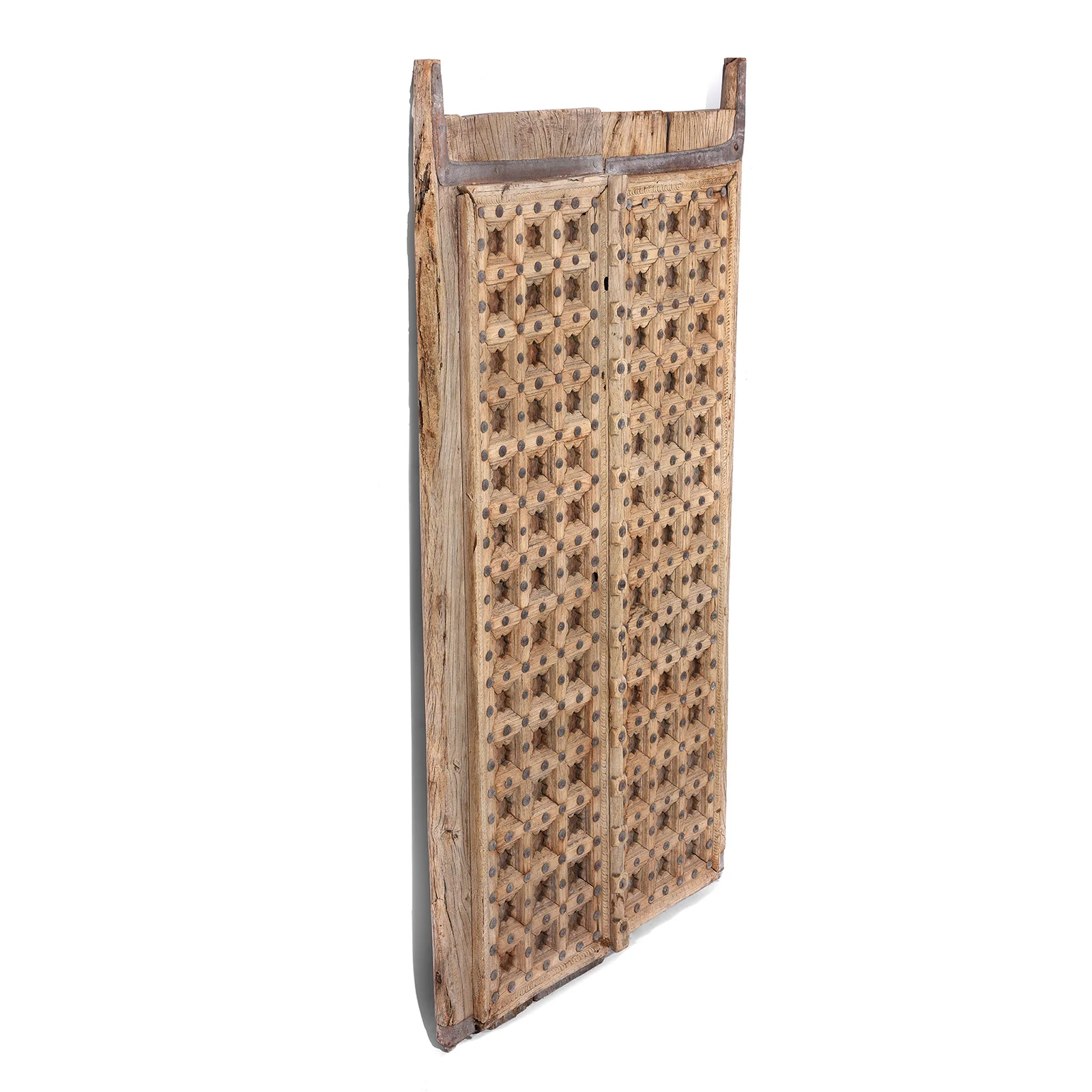 Carved Sun Bleached Window Shutters From Punjab - 18thC - Image 3
