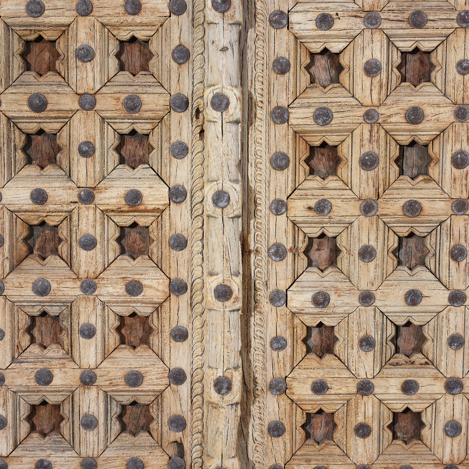 Carved Sun Bleached Window Shutters From Punjab - 18thC - Image 4