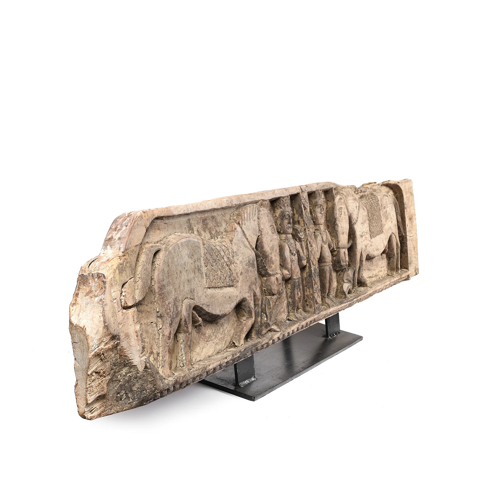 Carved Cedar Lintel Panel From Kangra Valley - 19thC - Image 3