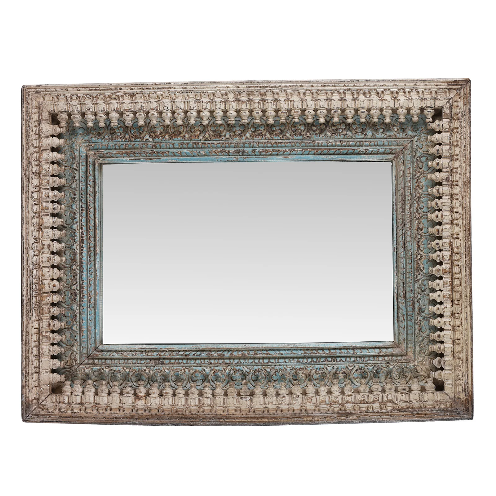 Indian Rectangle Mango Mirror - Blue & White - Image 2