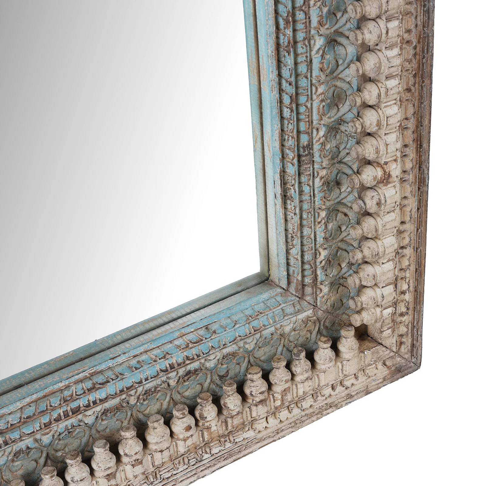 Indian Rectangle Mango Mirror - Blue & White - Image 5