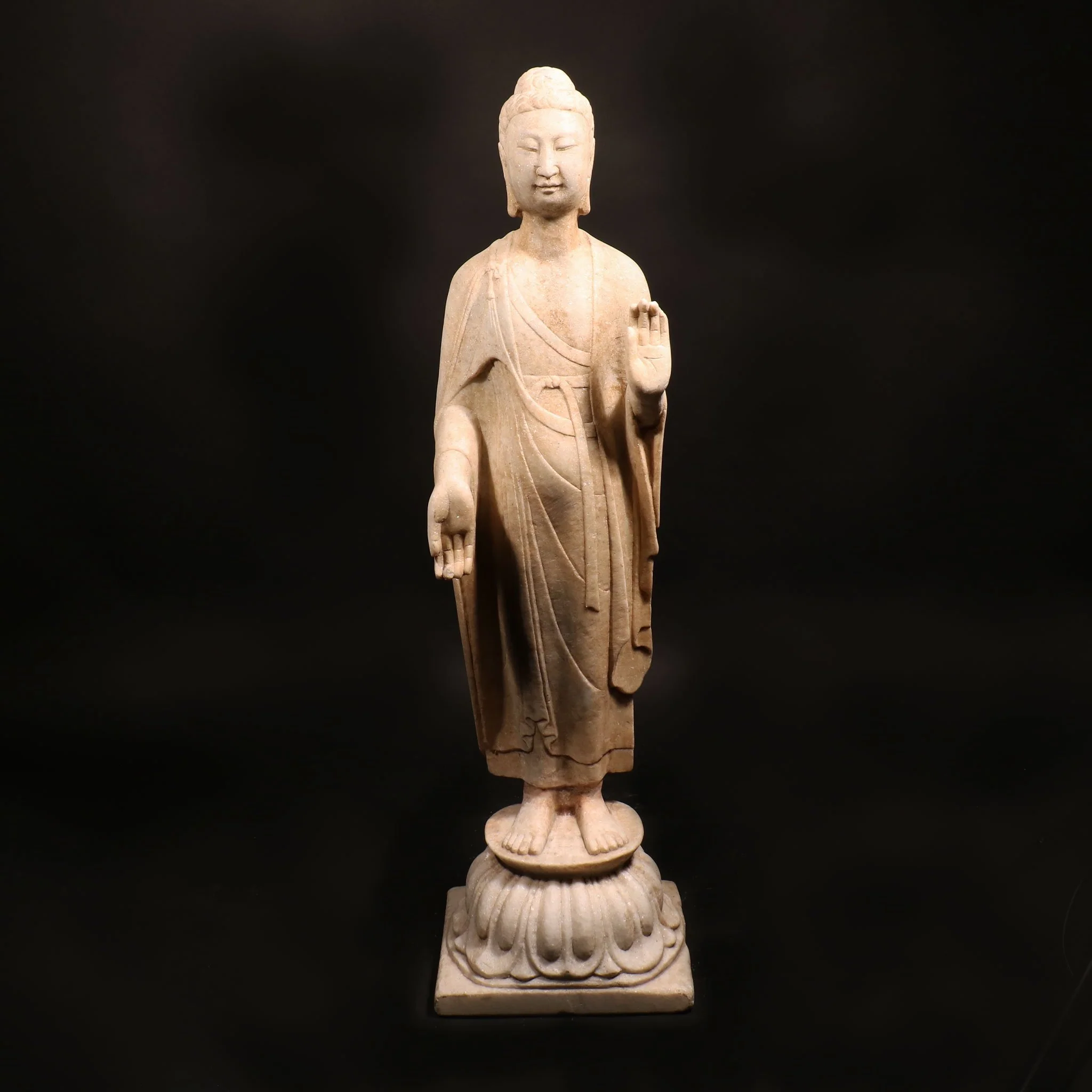 Carved Marble Standing Chinese Buddha Statue - Image 3