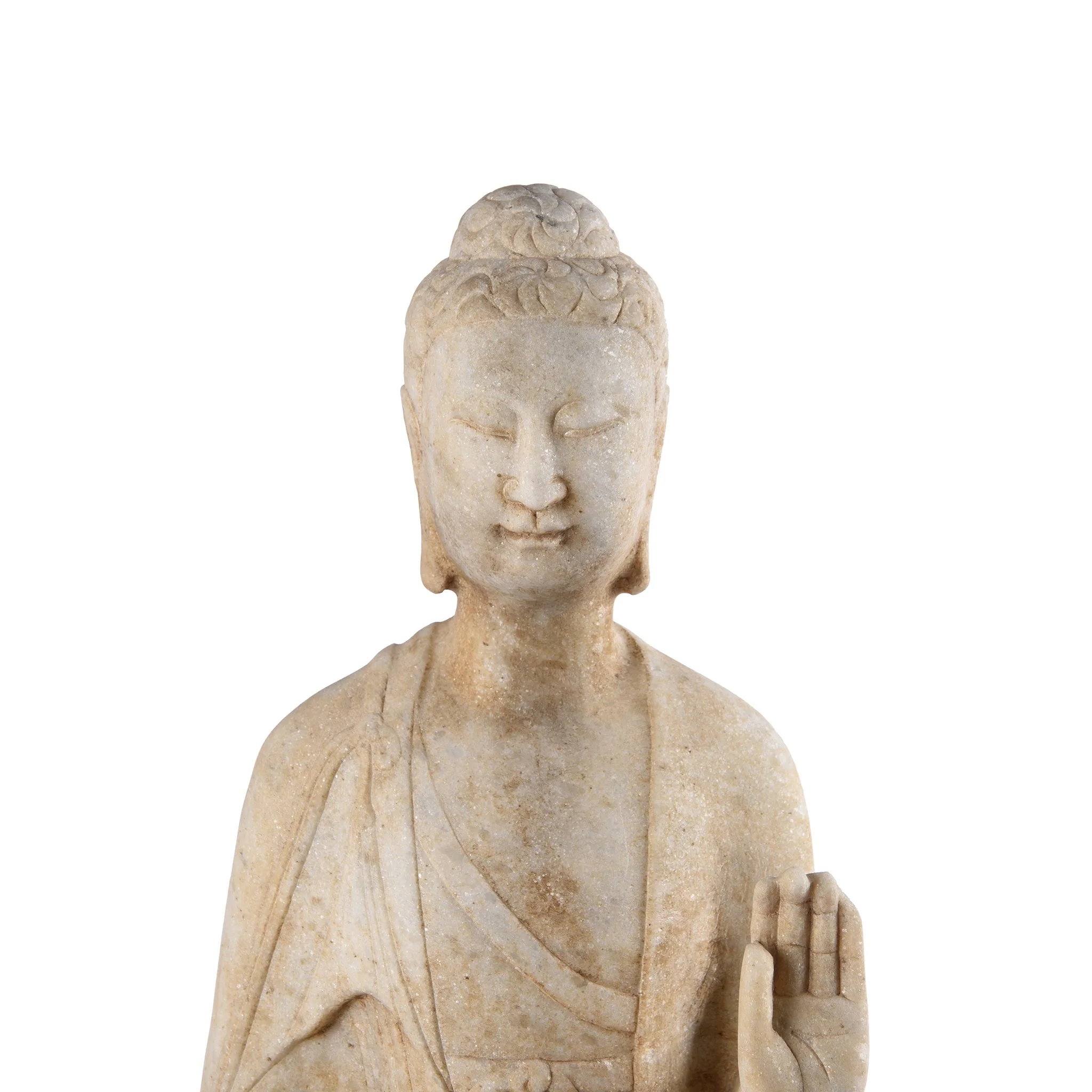 Carved Marble Standing Chinese Buddha Statue - Image 5