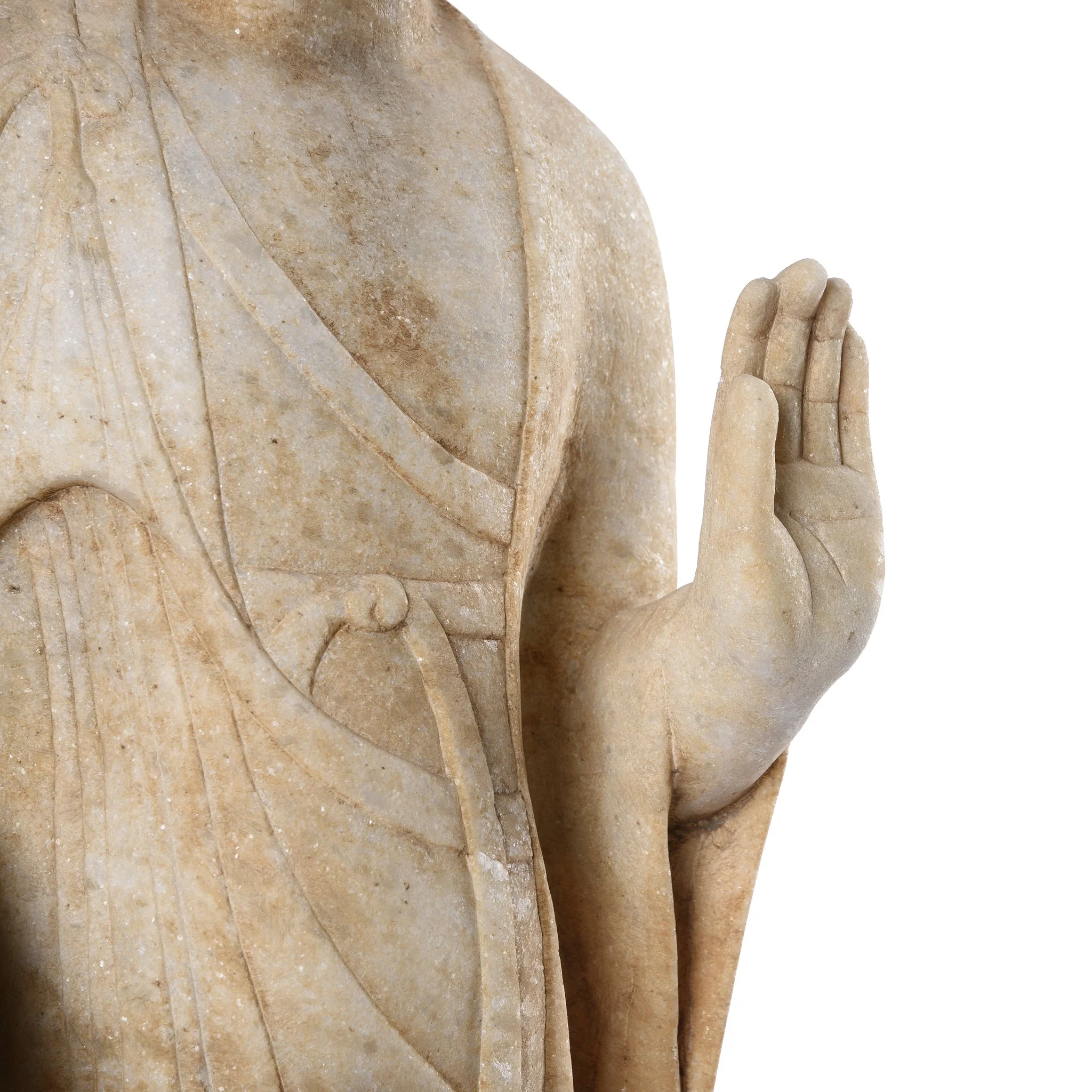 Carved Marble Standing Chinese Buddha Statue - Image 6