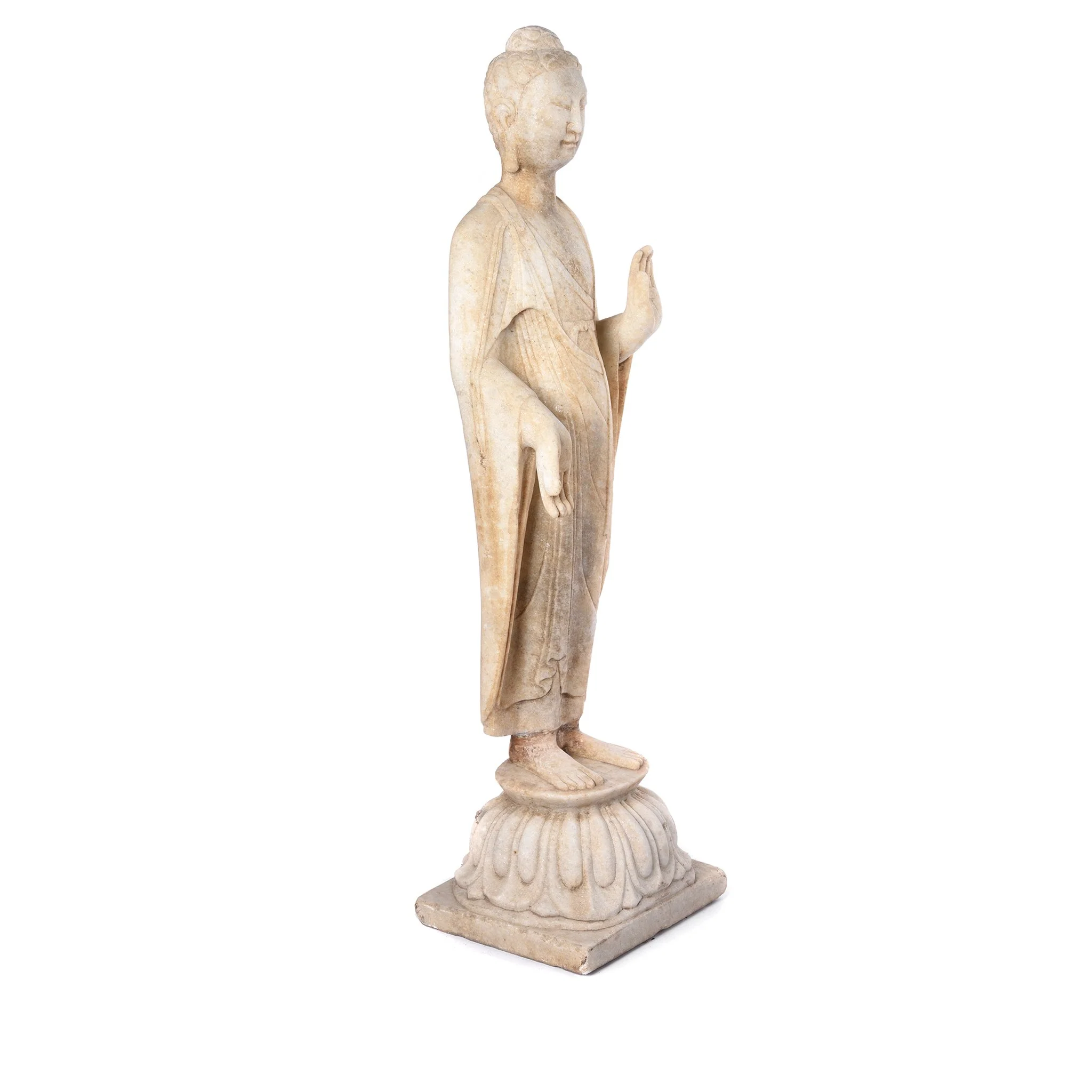 Carved Marble Standing Chinese Buddha Statue - Image 7