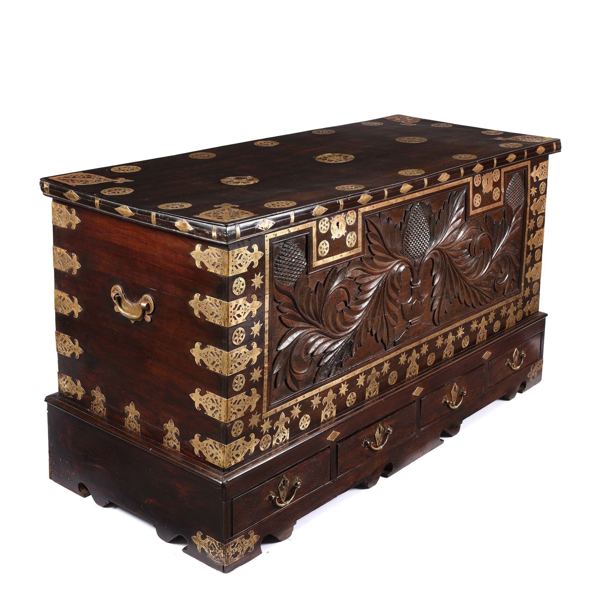 Carved 'Malabar' Chest From Kutch - Mid 19th Century - Image 3