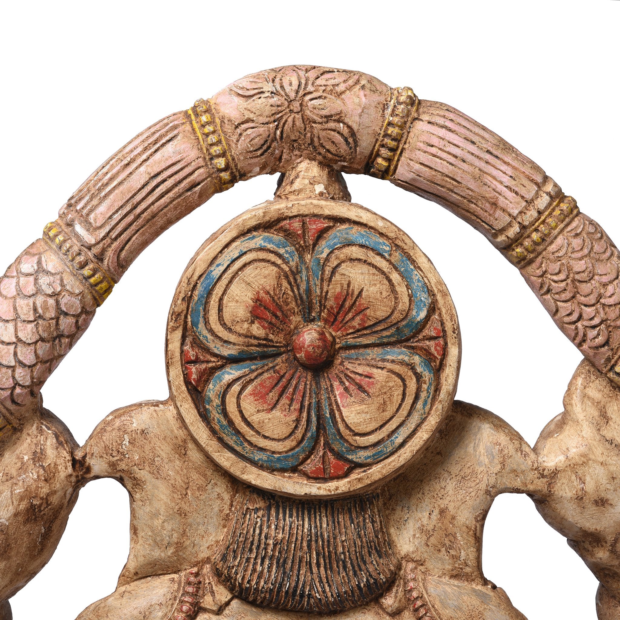 Carved & Painted Wooden South Indian Ganesh Statue - Reproduction - Image 5
